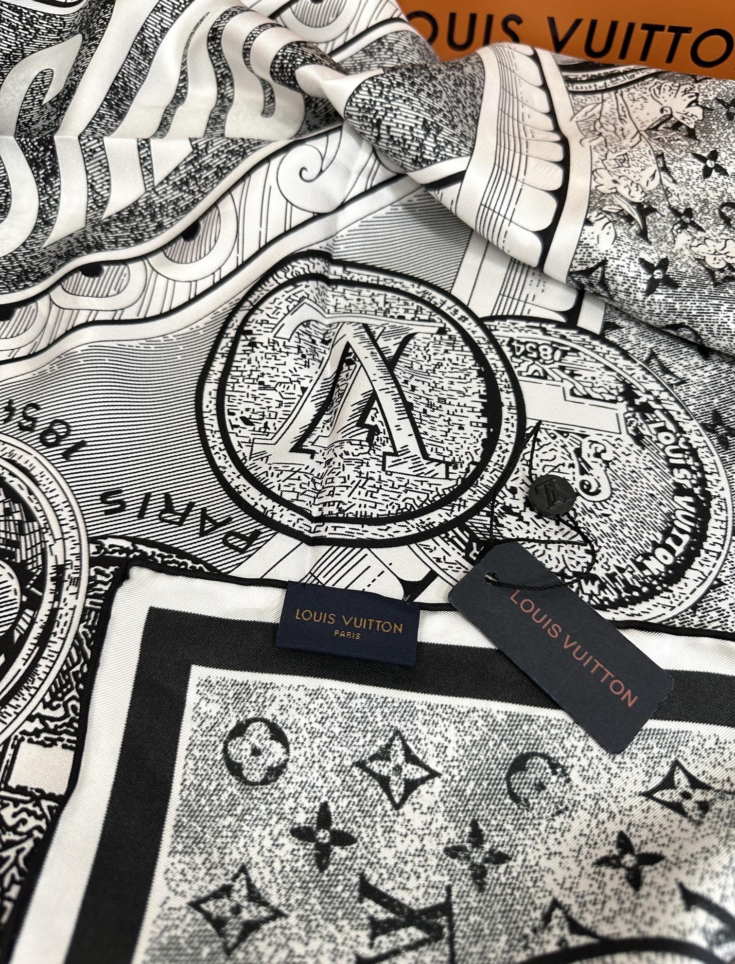 SQUARE SILK SCARF MALLES MERVEILLEUSES 90 CM BLACK MIX WHITE 399997 mysite