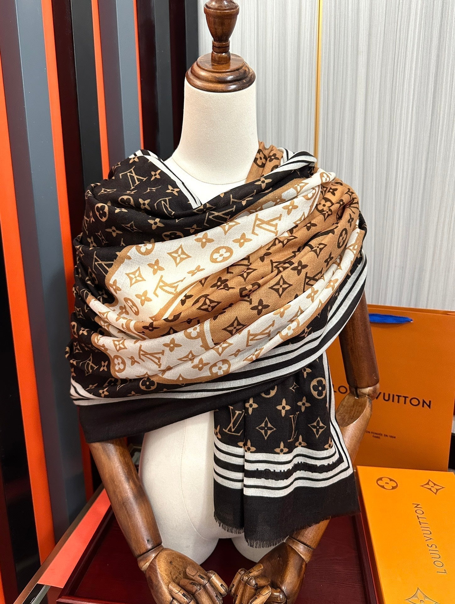 SCARF 200 CM IN BROWN CASHMERE 400031 mysite