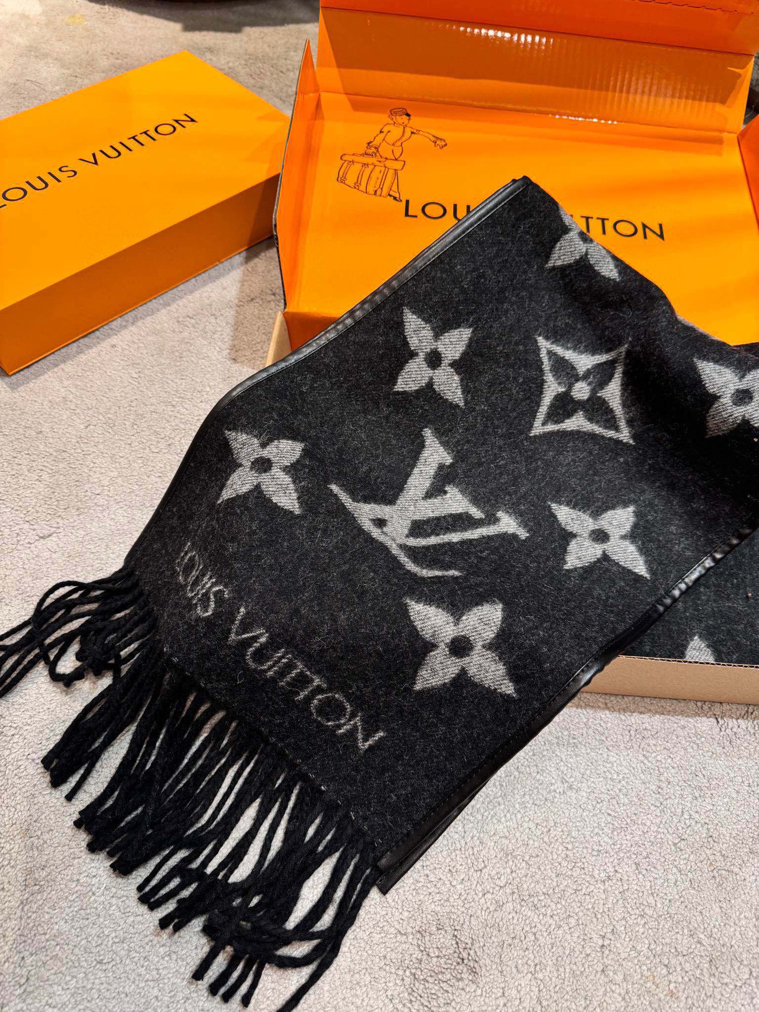 SCARF 196 CM IN BLACK MIX WHITE LAMBSWOOL AND CASHMERE 393081 mysite