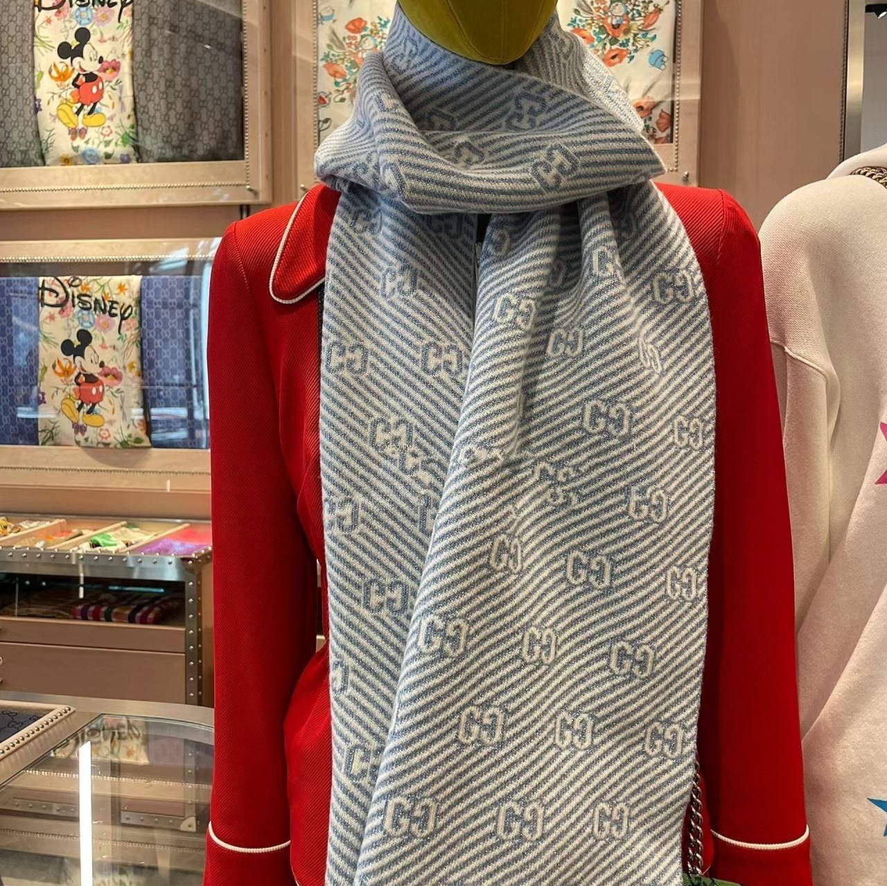 SCARF 195 CM IN SAPPHIRE BLUE WOOL 401496 mysite