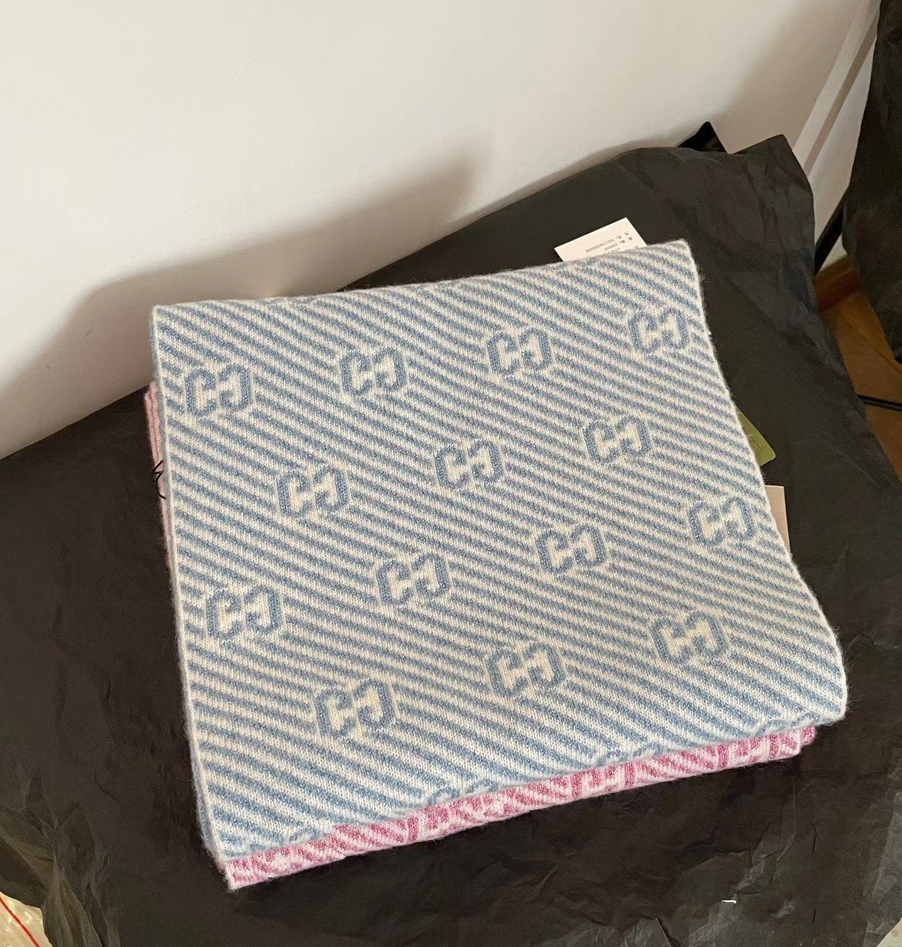 SCARF 195 CM IN SAPPHIRE BLUE WOOL 401496 mysite