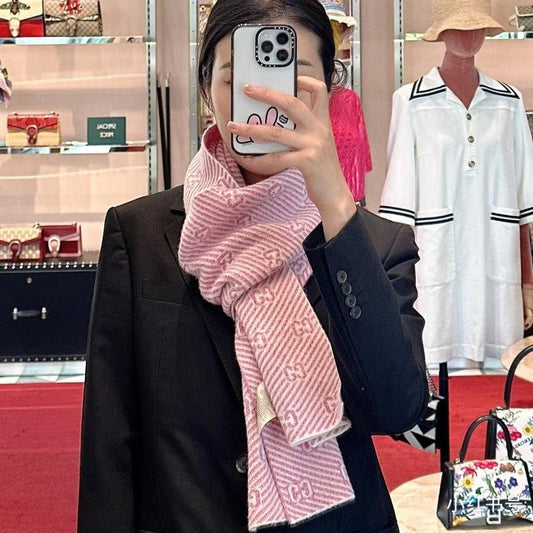 SCARF 195 CM IN LIGHT PINK WOOL 401497 mysite