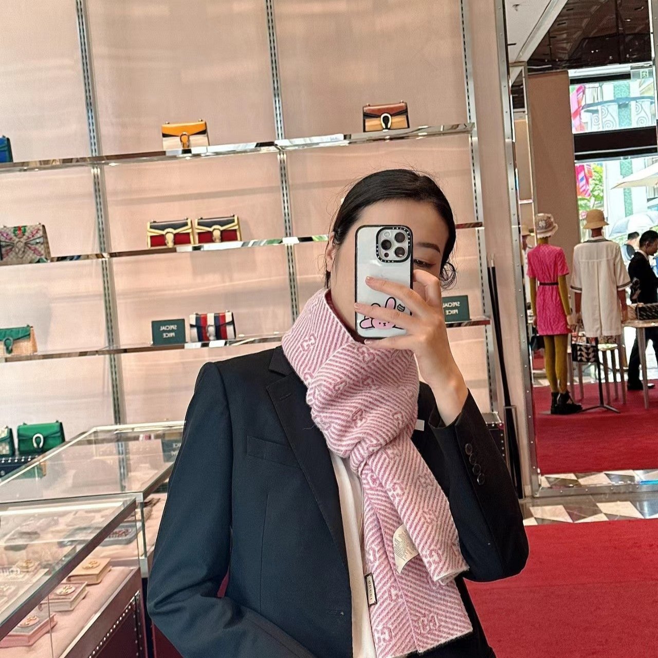 SCARF 195 CM IN LIGHT PINK WOOL 401497 mysite