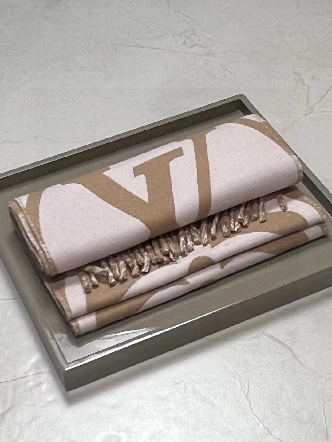 MEDALLION SCARF 235 CM IN PEANUT BROWN MIX WHITE WOOL 399899 mysite