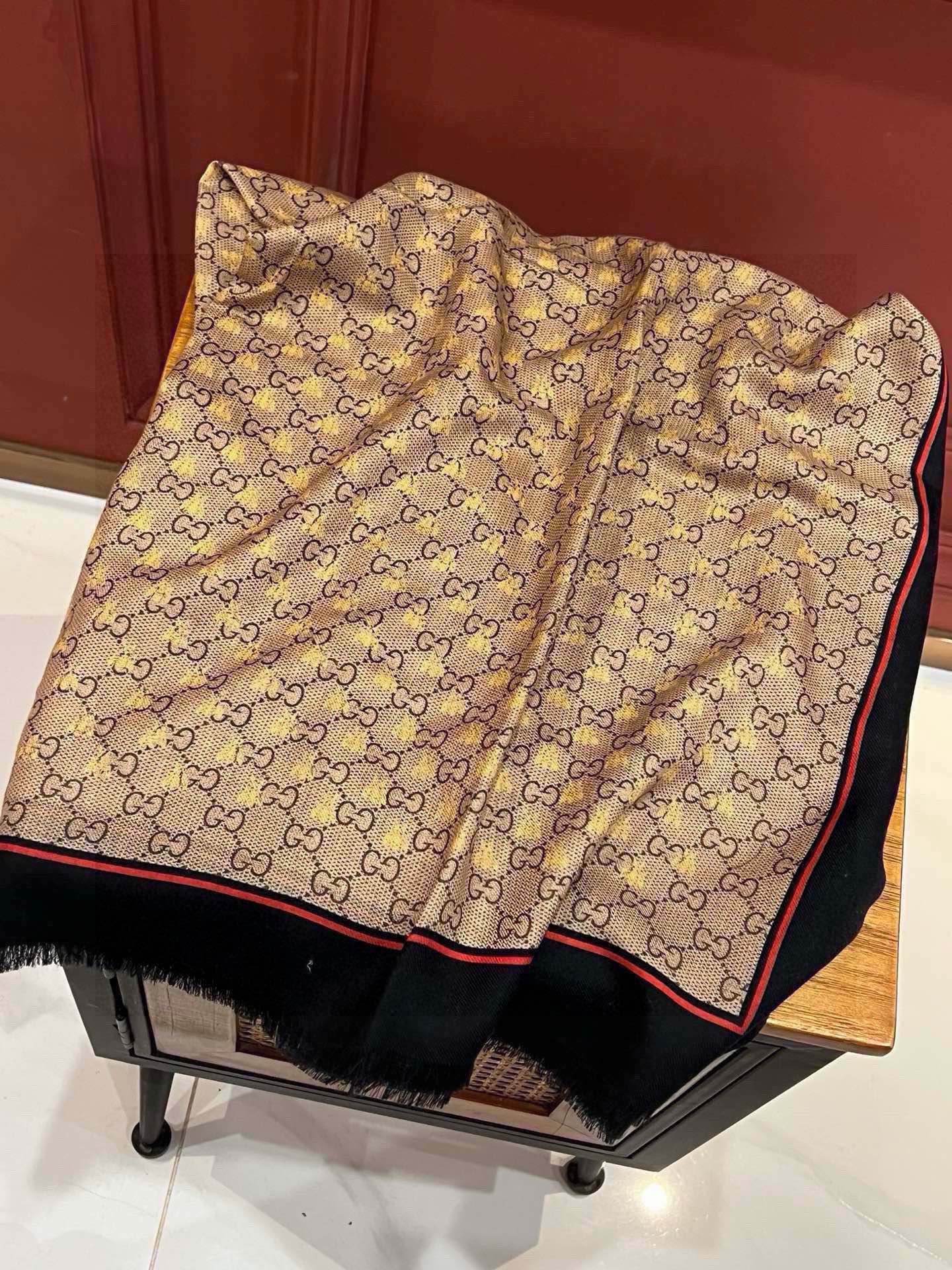 SCARF 200 CM IN KHAKI BROWN MIX BLACK CASHMERE 405264 mysite