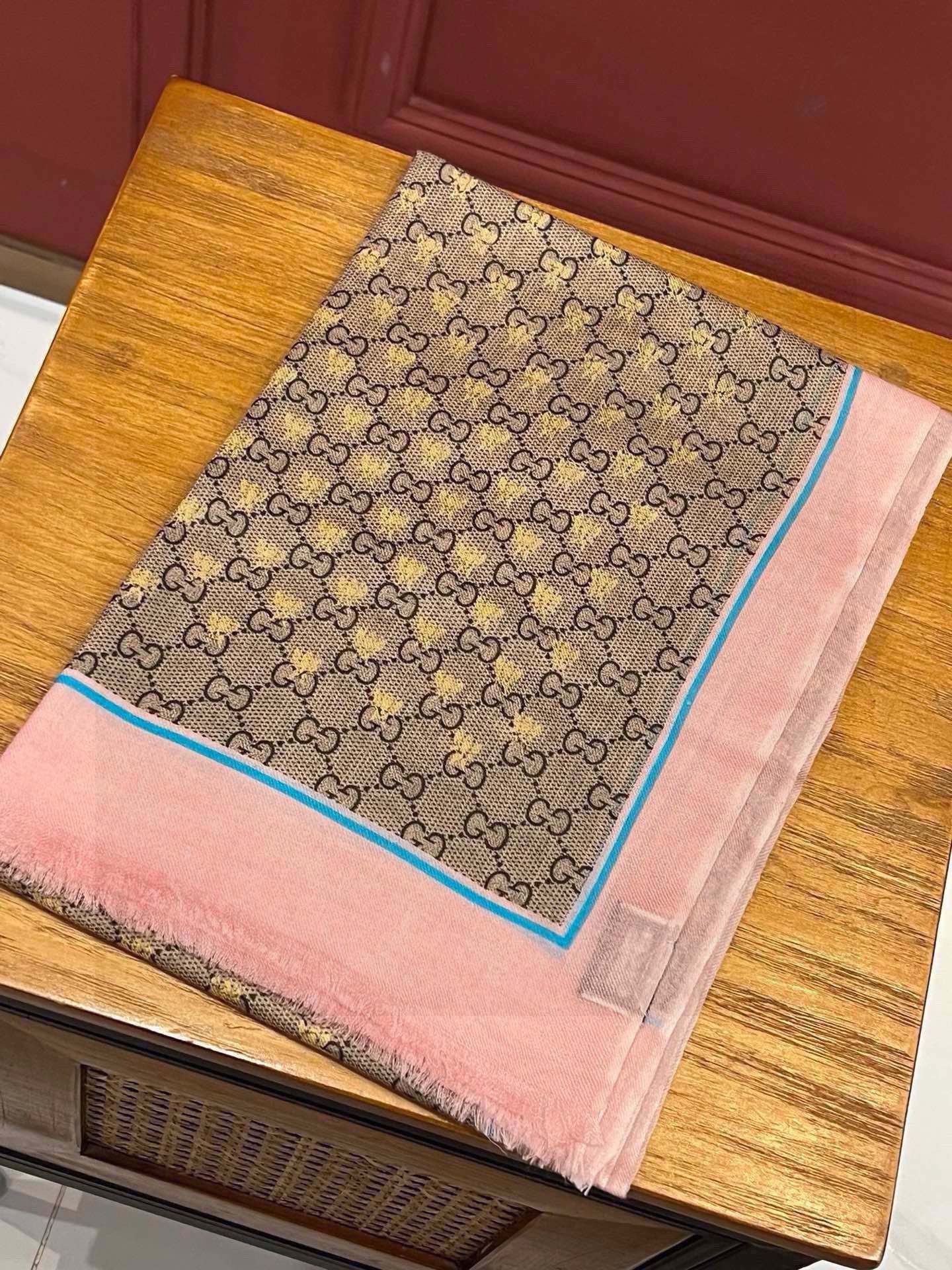 SCARF 200 CM IN KHAKI BROWN MIX LIGHT PINK CASHMERE 405265 mysite