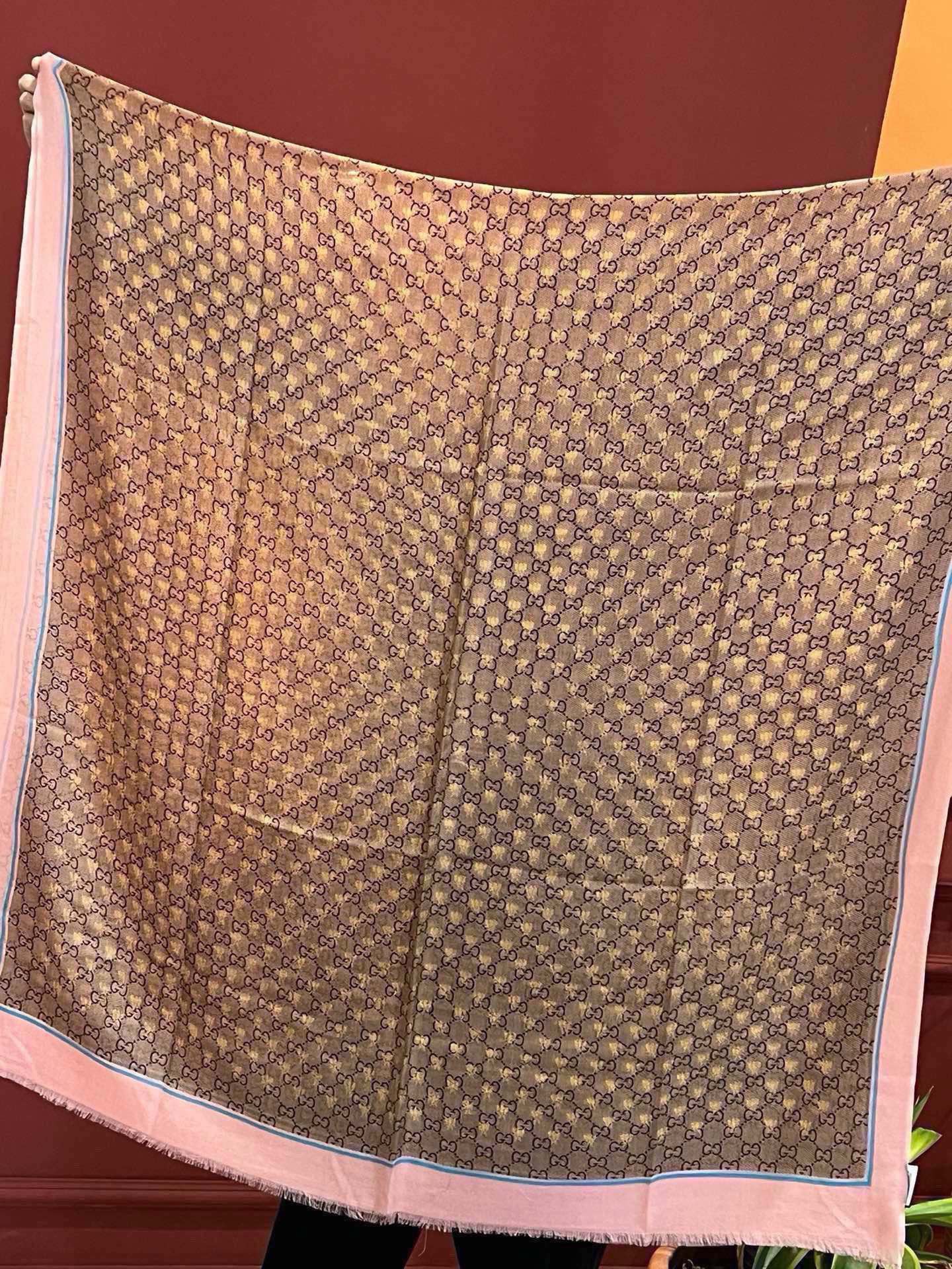 SCARF 200 CM IN KHAKI BROWN MIX LIGHT PINK CASHMERE 405265 mysite