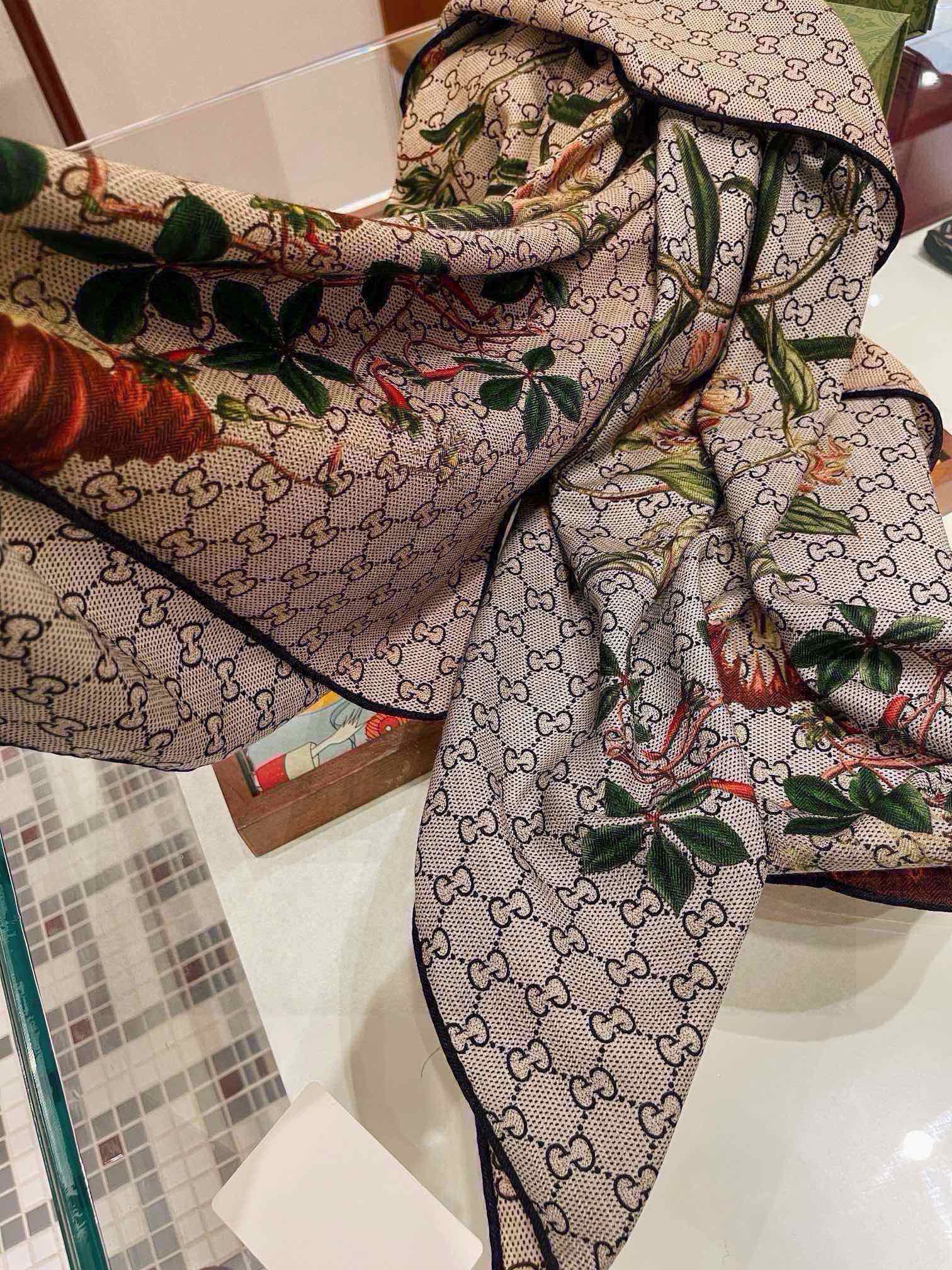 SCARF 180 CM IN KHAKI BROWN MONOGRAM CASHMERE 405276 mysite