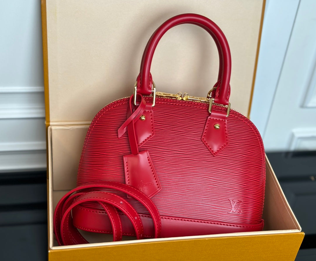 LV Alma BB Handbag Red Grained Cowhide mysite