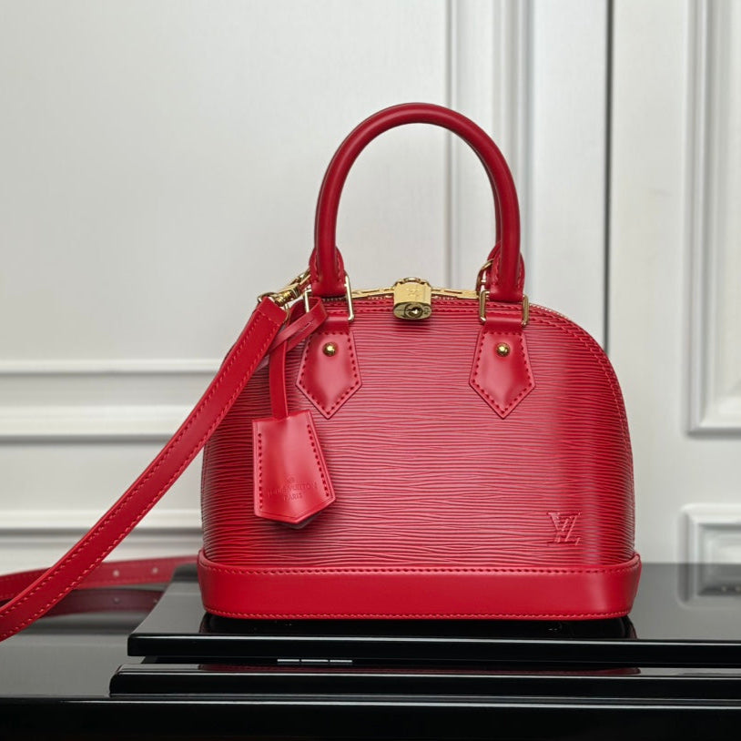 LV Alma BB Handbag Red Grained Cowhide mysite