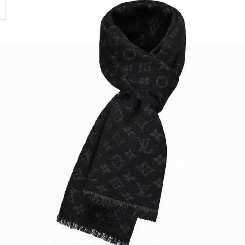 SCARF 180 CM IN BLACK CLASSIC MONOGRAM CASHMERE 396441 mysite