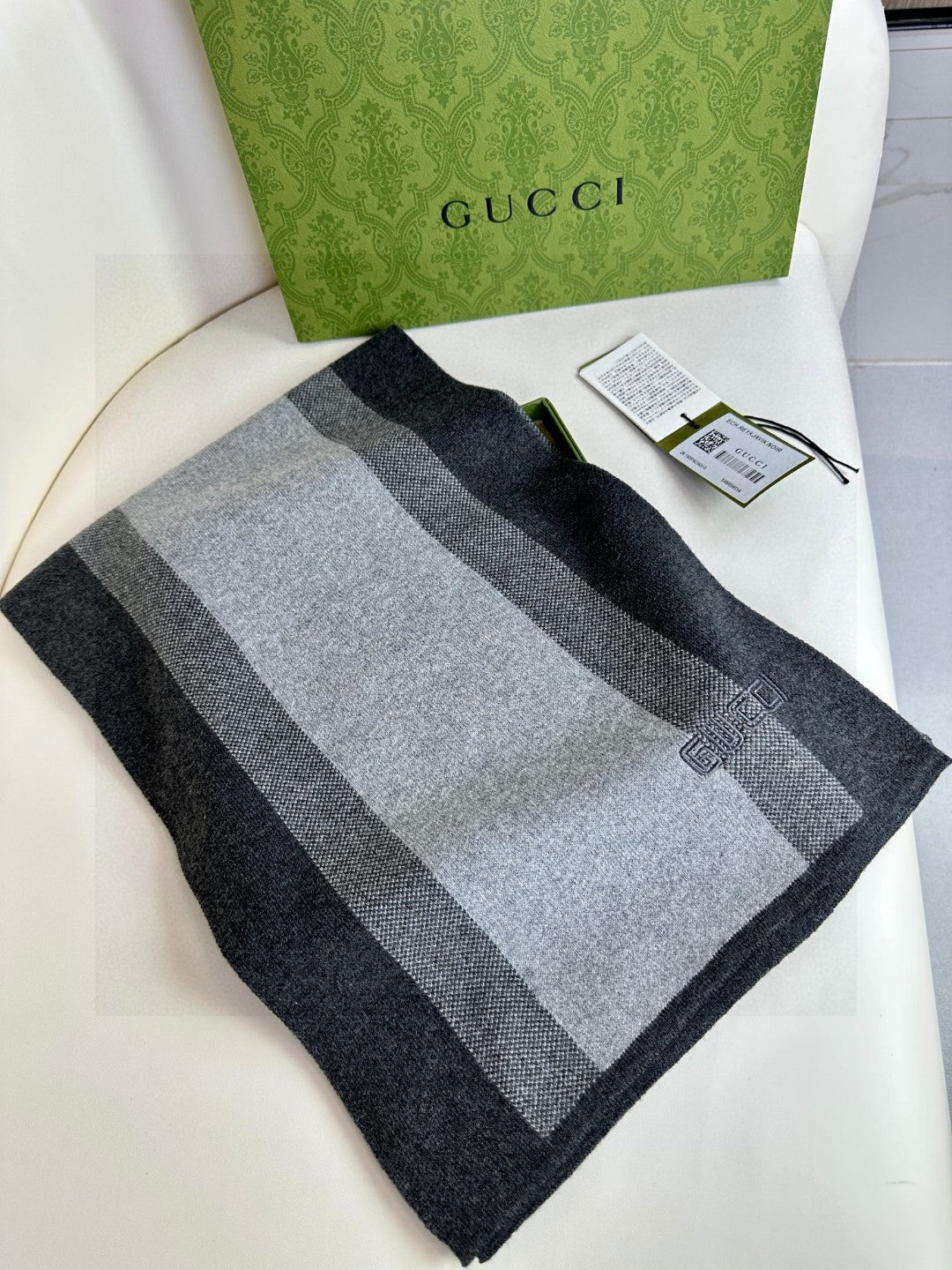 SCARF 180 CM IN BLACK MIX LIGHT GRAY CASHMERE 398447 mysite