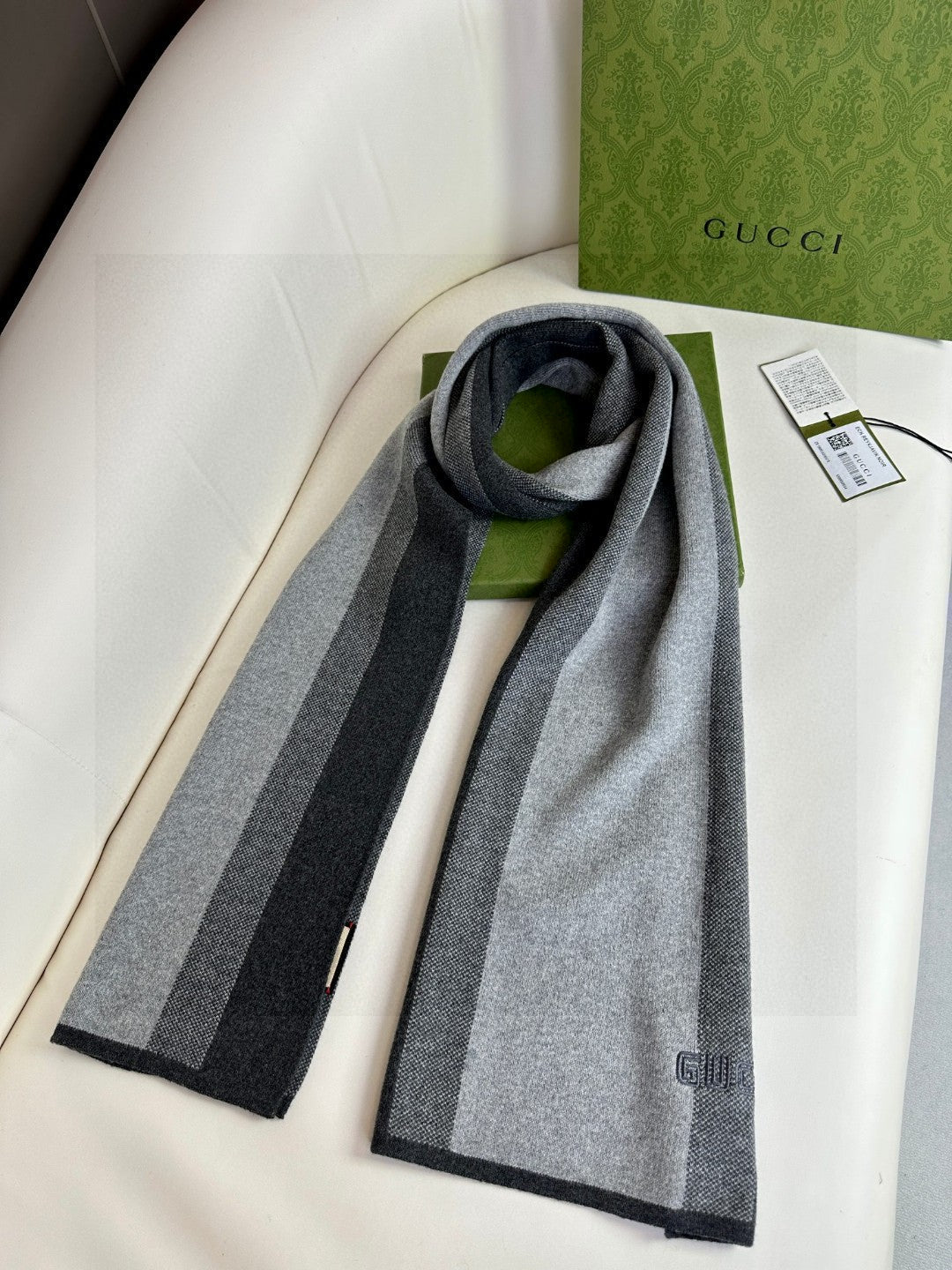 SCARF 180 CM IN BLACK MIX LIGHT GRAY CASHMERE 398447 mysite