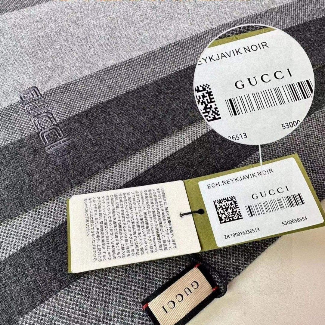 SCARF 180 CM IN BLACK MIX LIGHT GRAY CASHMERE 398447 mysite