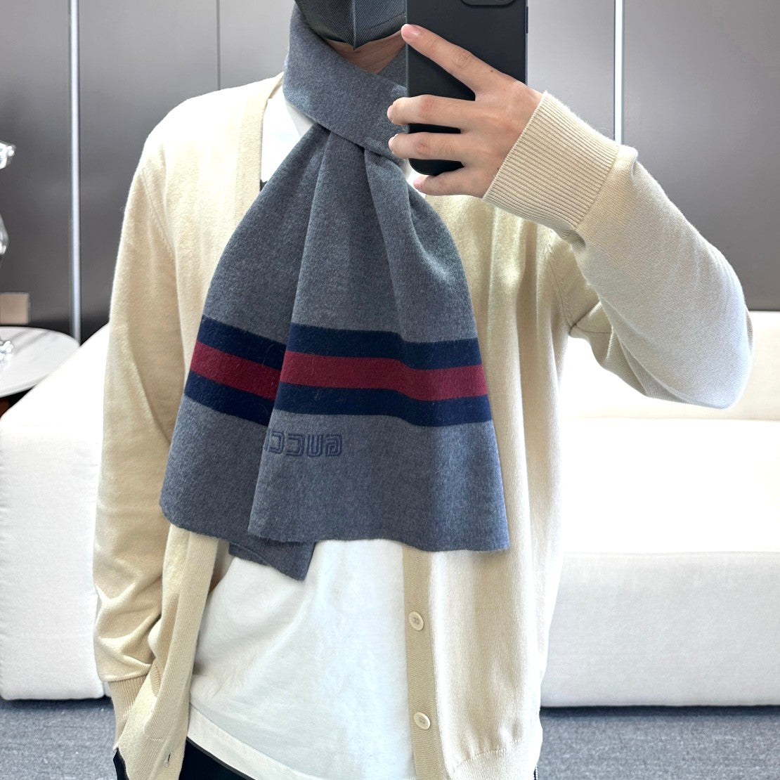 SCARF 180 CM IN SHARK GRAY CASHMERE 398451 mysite