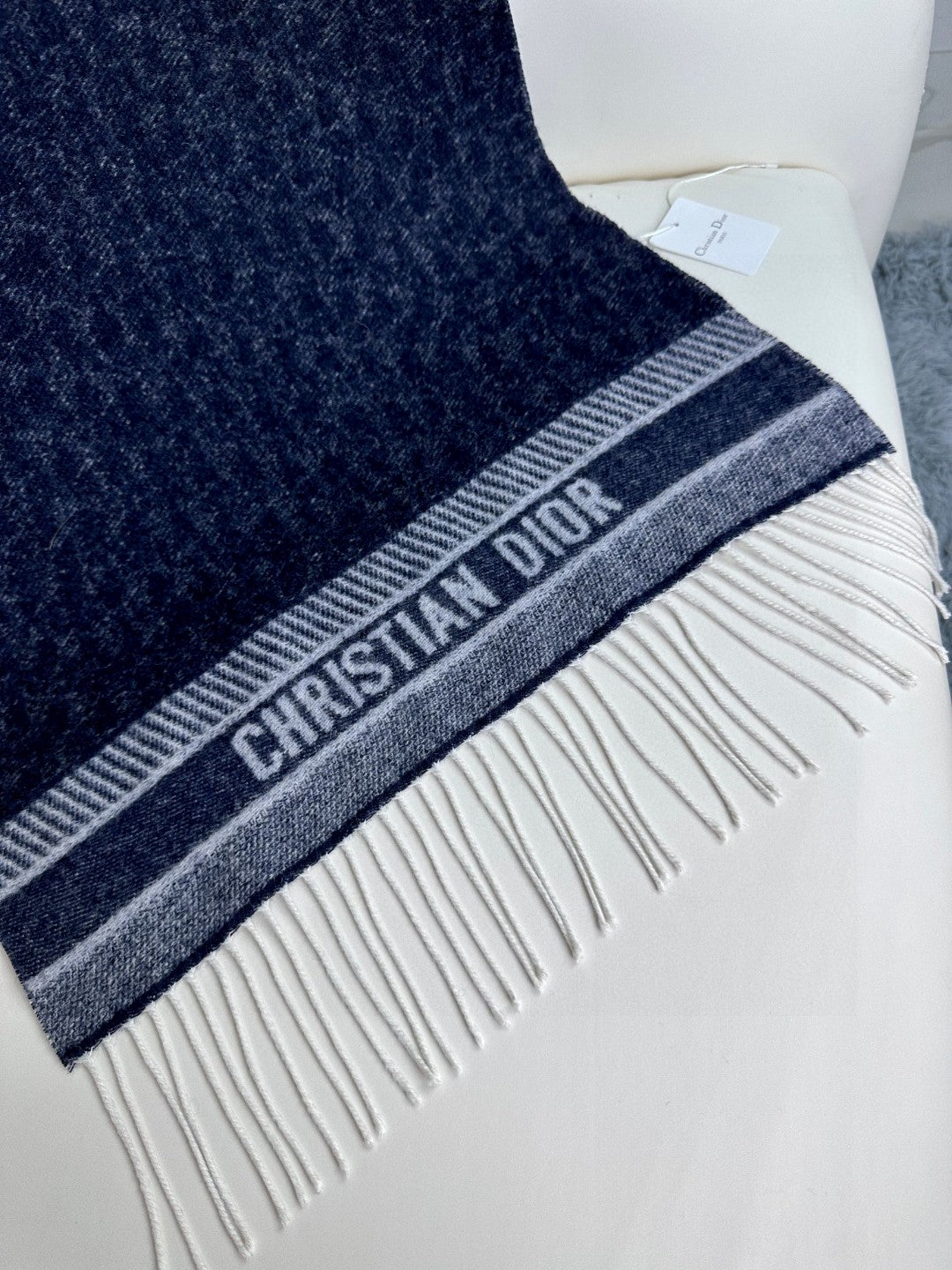 SCARF IN NAVY BLUE MONOGRAM CASHMERE 413719 mysite