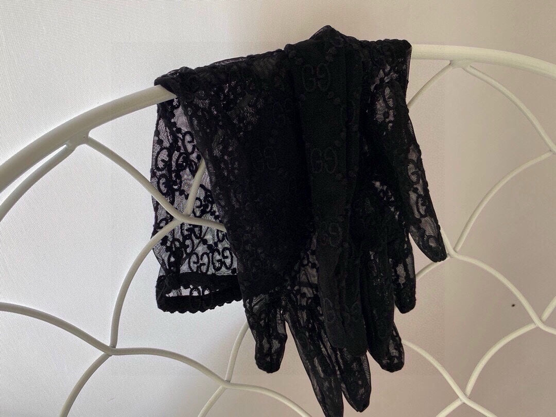EMBROIDERED LACE MESH GLOVES BLACK 462433 mysite