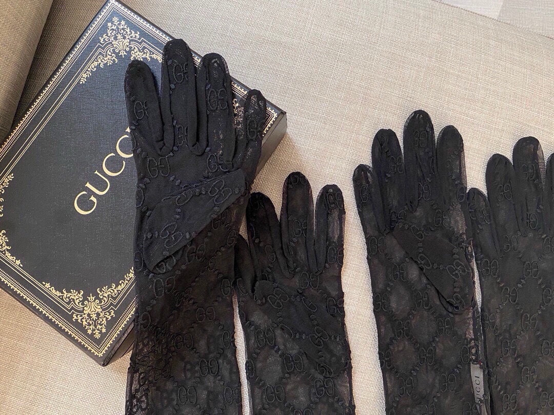 EMBROIDERED LACE MESH GLOVES BLACK 462433 mysite