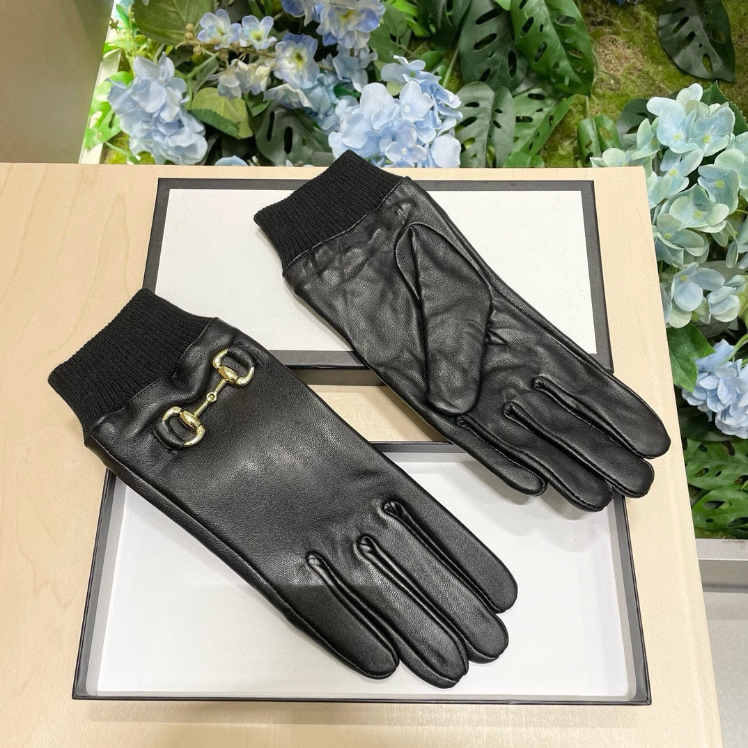 HORSEBIT GLOVES IN BLACK LAMBSKIN MIX WOOL 464975 mysite