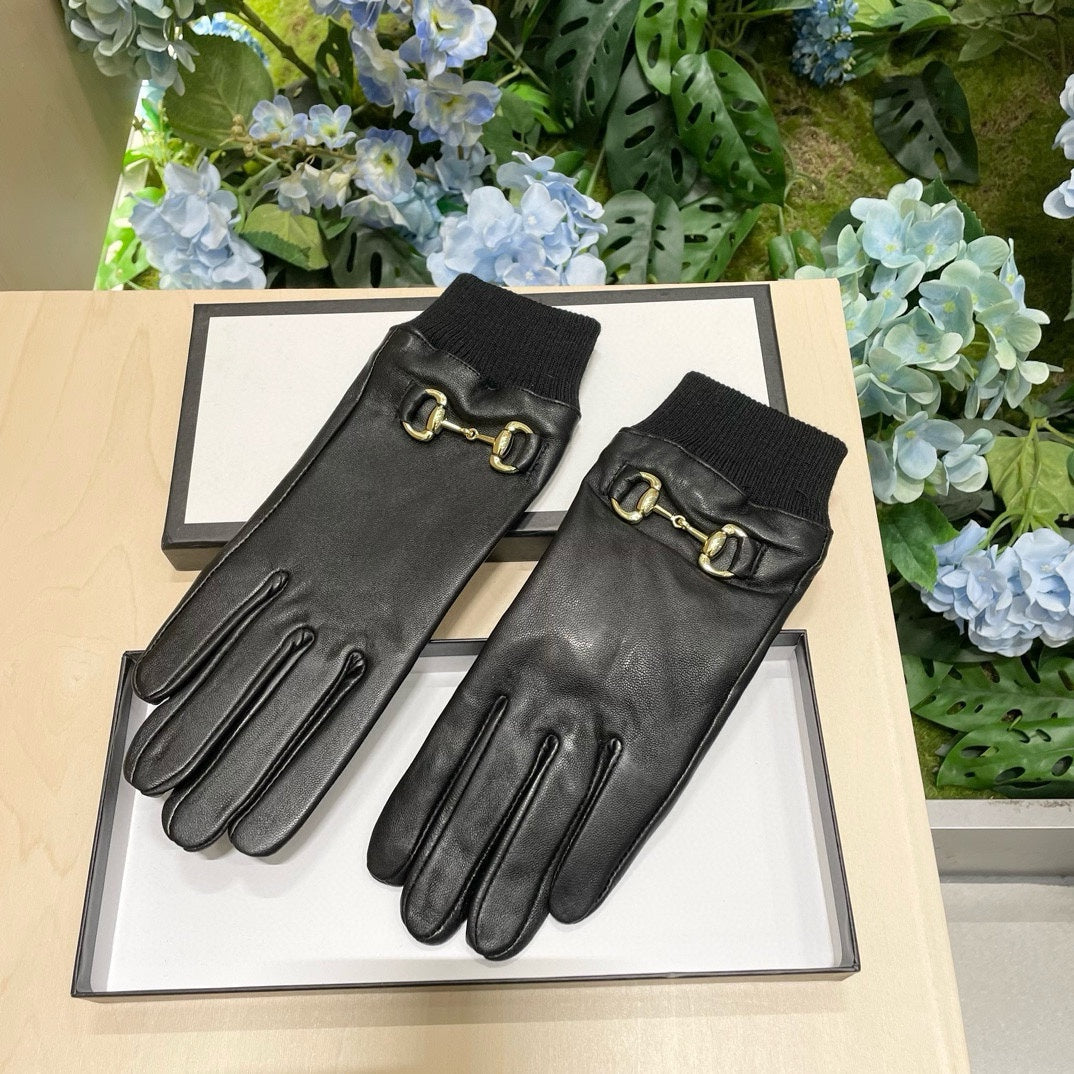 HORSEBIT GLOVES IN BLACK LAMBSKIN MIX WOOL 464975 mysite