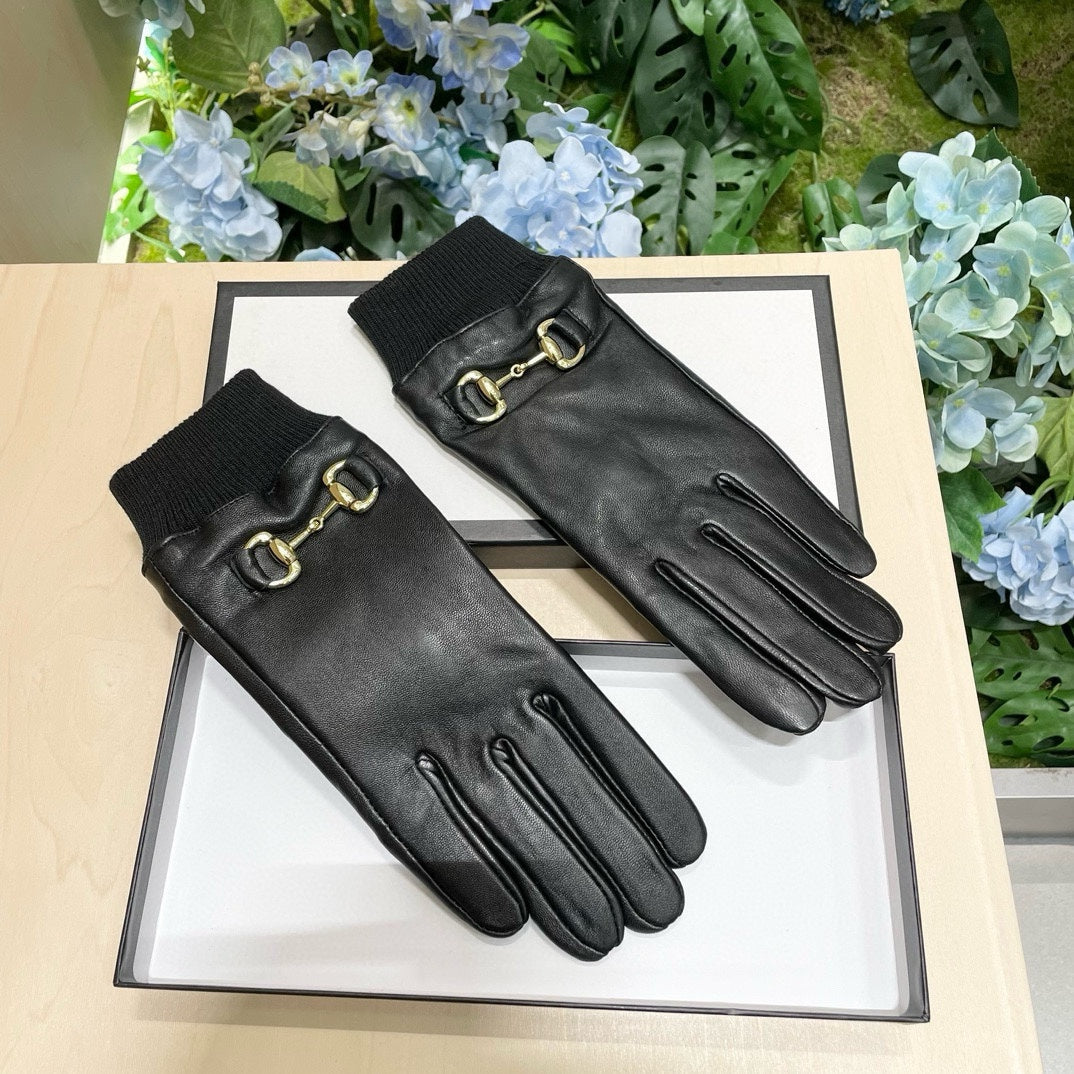 HORSEBIT GLOVES IN BLACK LAMBSKIN MIX WOOL 464975 mysite