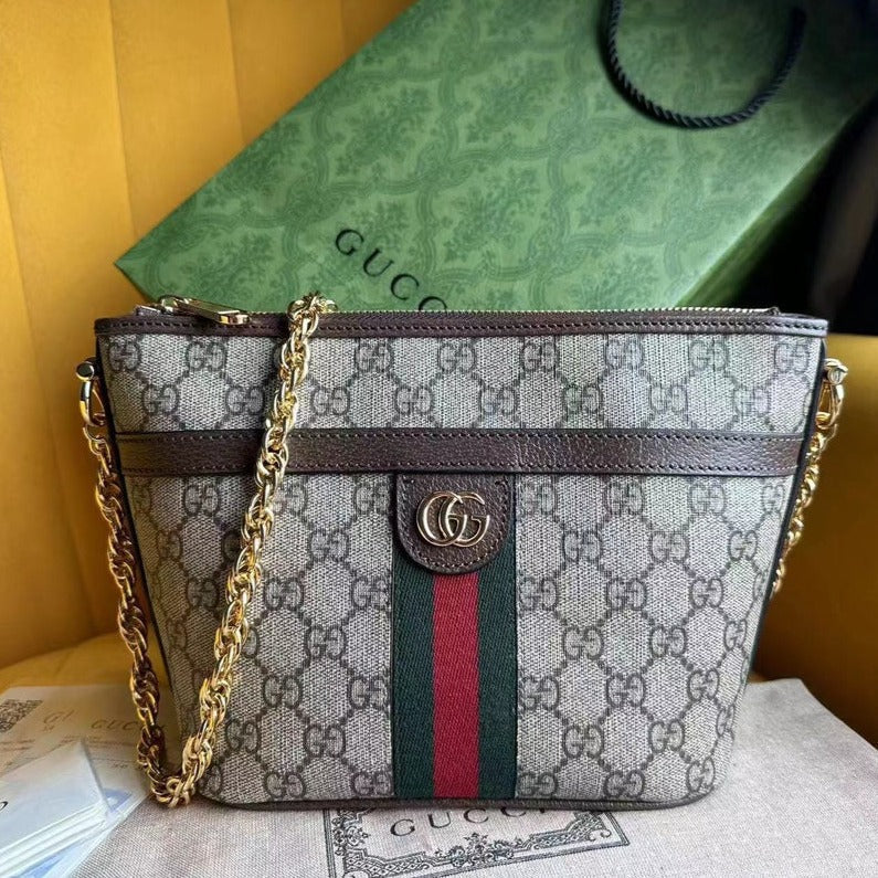 OPHIDIA 21 GG SMALL SHOULDER BAG IN BEIGE CANVAS AND BROWN CALFSKIN mysite