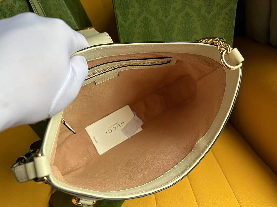 GG PADLOCK 32 SHOULDER BAG BEIGE CANVAS AND WHITE CALFSKIN mysite