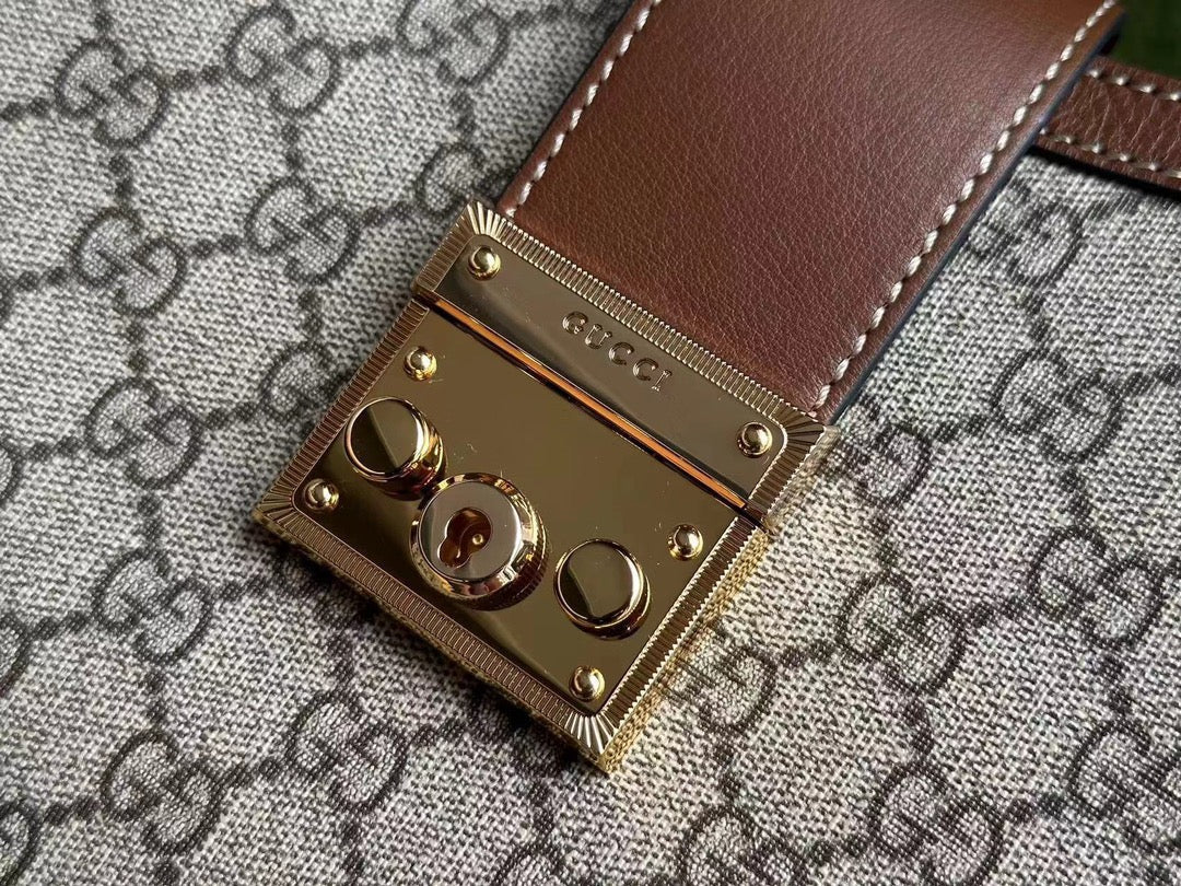 GG PADLOCK 32 SHOULDER BAG BEIGE CANVAS AND BROWN CALFSKIN mysite