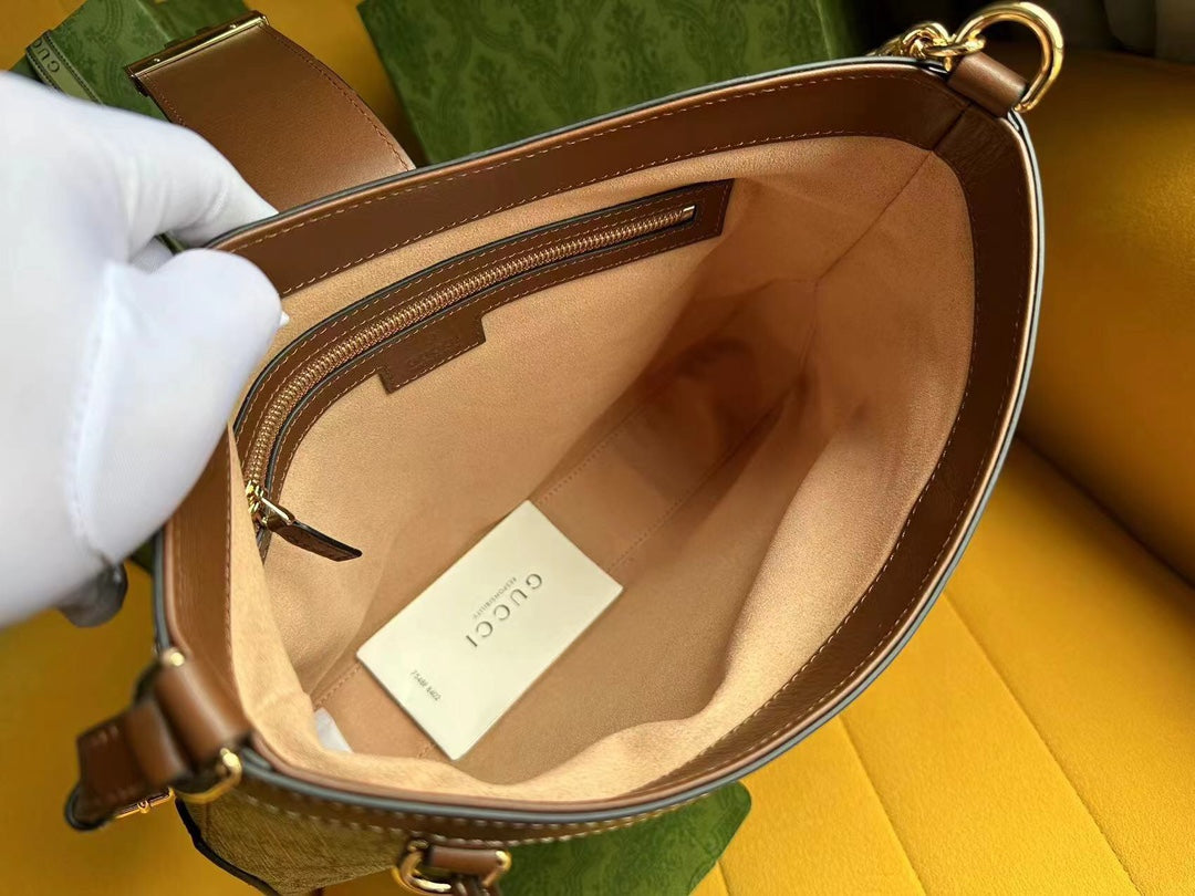 GG PADLOCK 32 SHOULDER BAG BEIGE CANVAS AND BROWN CALFSKIN mysite