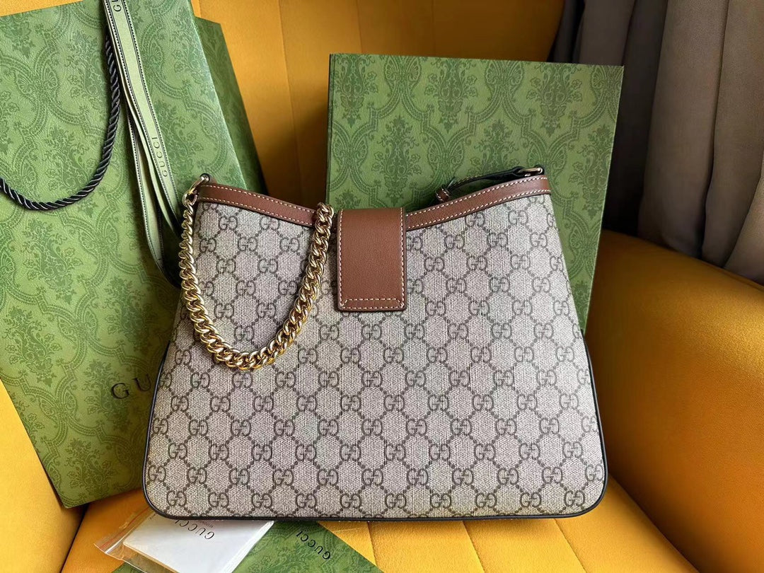 GG PADLOCK 32 SHOULDER BAG BEIGE CANVAS AND BROWN CALFSKIN mysite