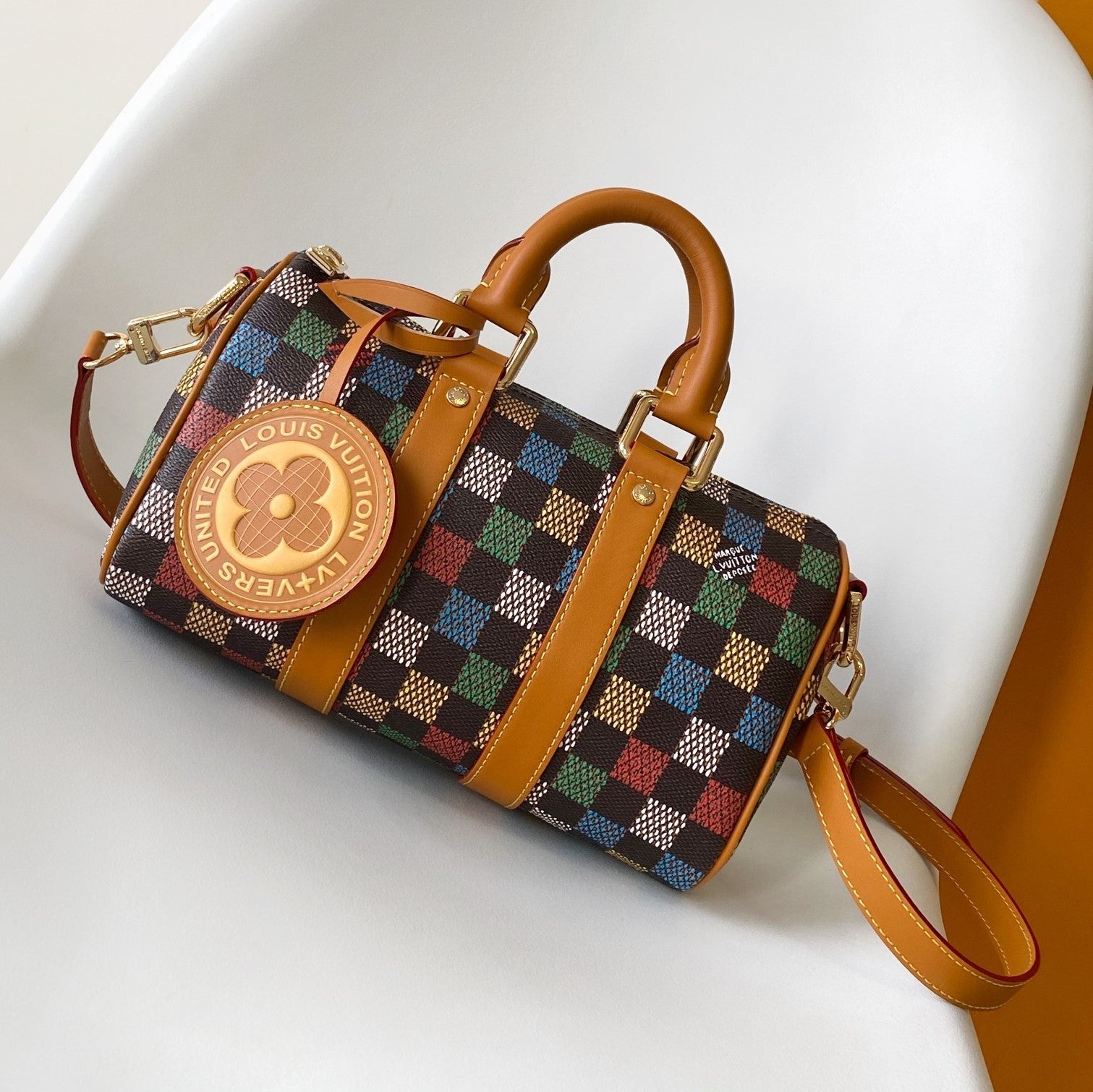 Lv Keepall Bandouliere 25 Multicolor Damier Ebene Canvas GHW mysite