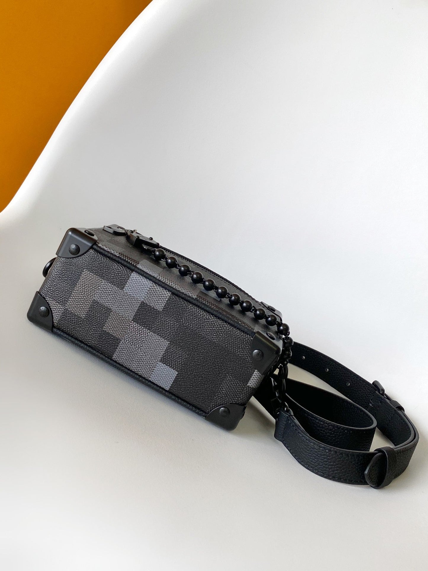 Lv Mini Soft Trunk 18.5 Black Damoflage Black Canvas- Black Metal mysite