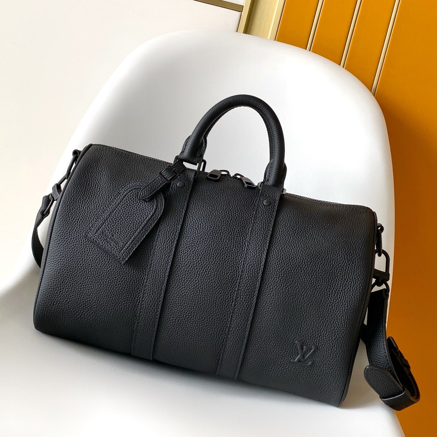 LV Keepall Bandoulière 35 Bag Black Embossed Monogram Empreinte Cowhide 268064 mysite