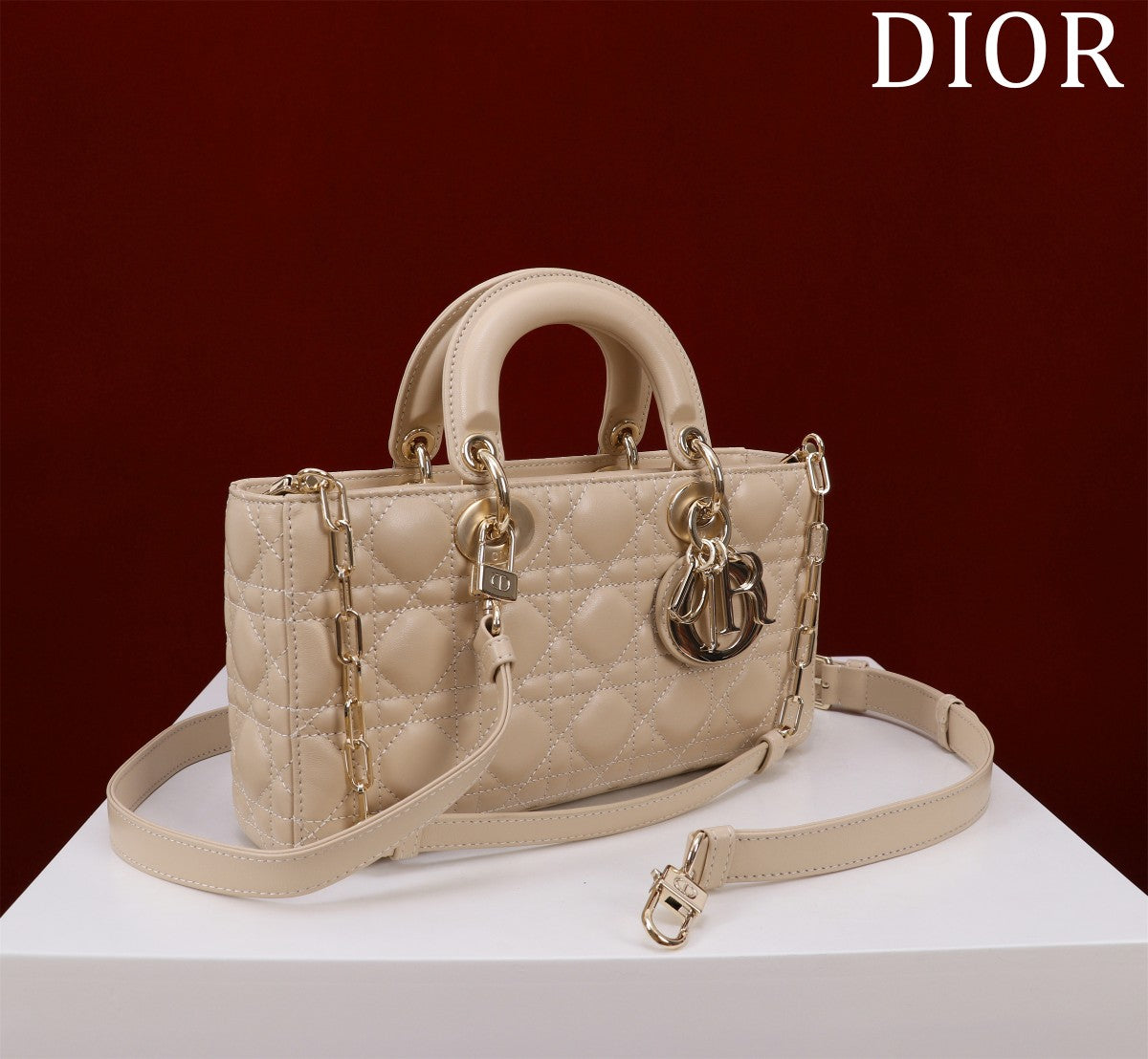medium lady d-joy 26 light beige lambskin mysite
