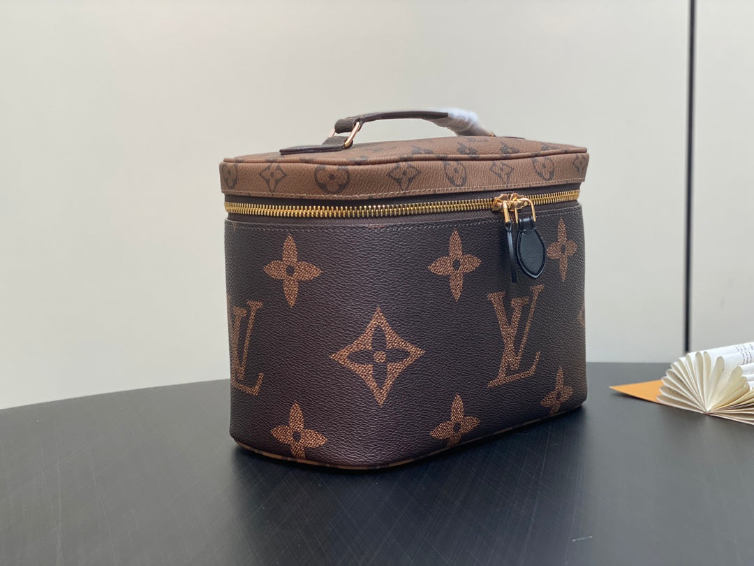 LV Nice BB Bag 24cm Brown Canvas Cowhide 320699 mysite
