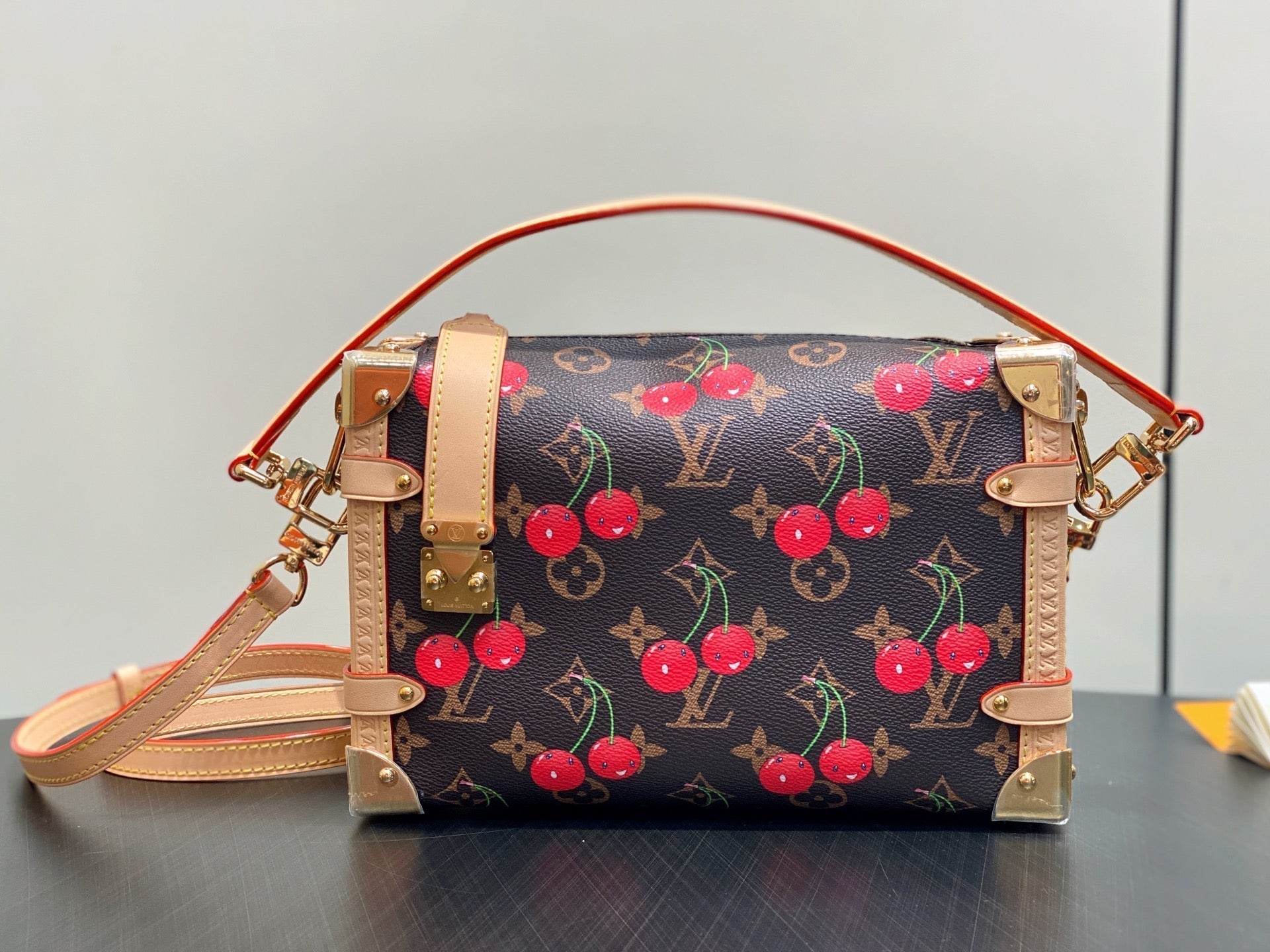 LV x TM Side Trunk MM 23.5cm Brown Cherry Canvas mysite