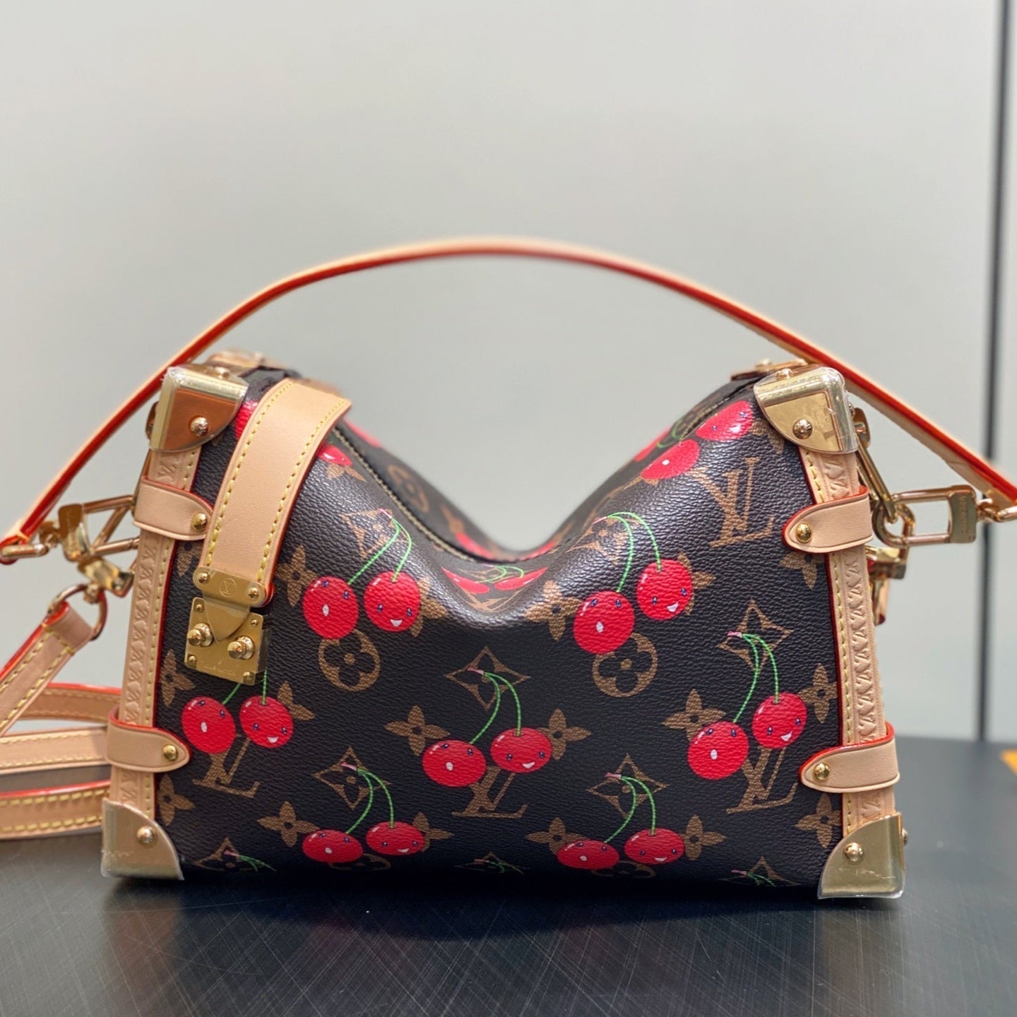 LV x TM Side Trunk MM 23.5cm Brown Cherry Canvas mysite
