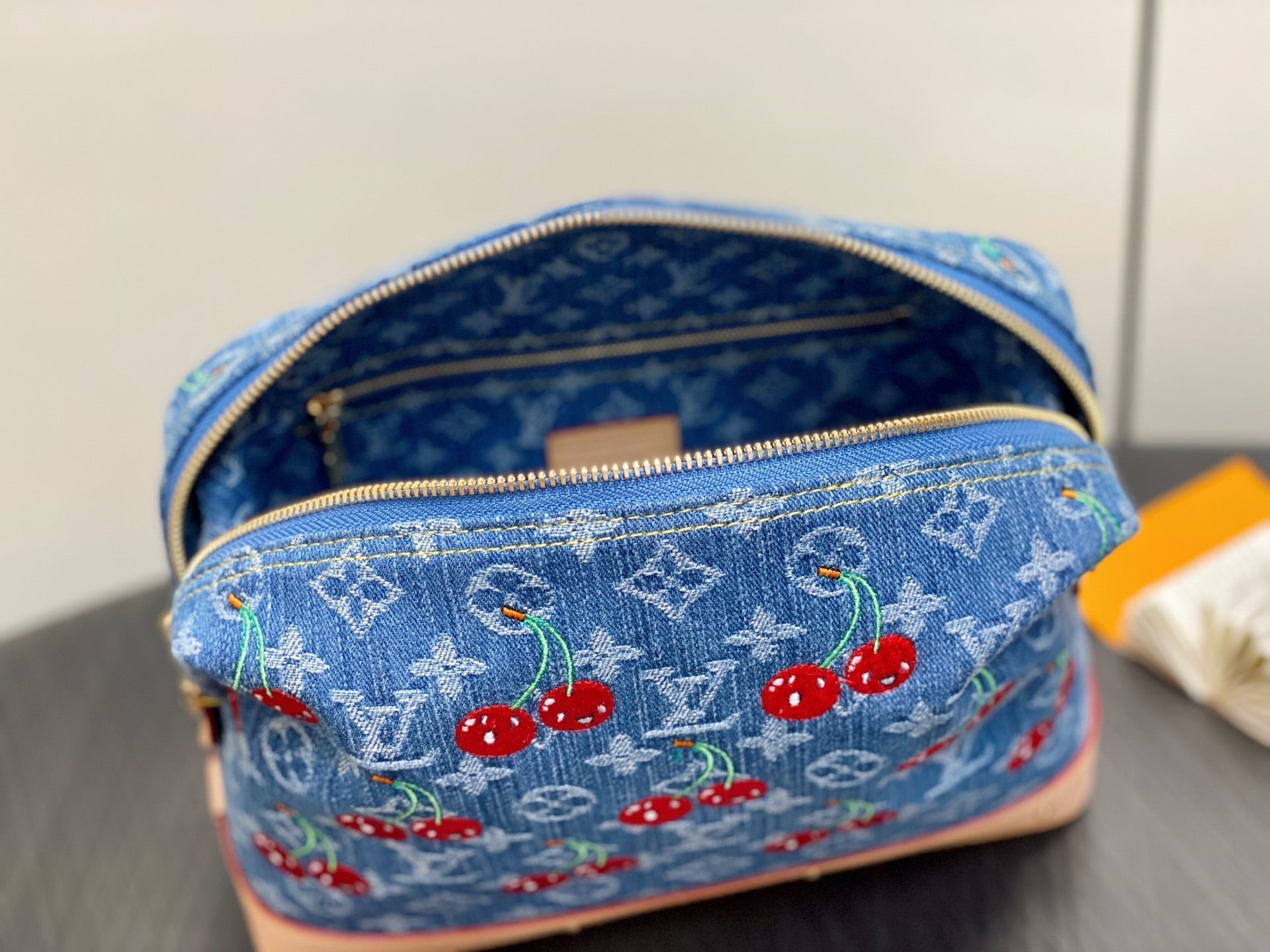 LV x TM Cosmetic Pouch GM 27cm Monogram Cherry Denim mysite