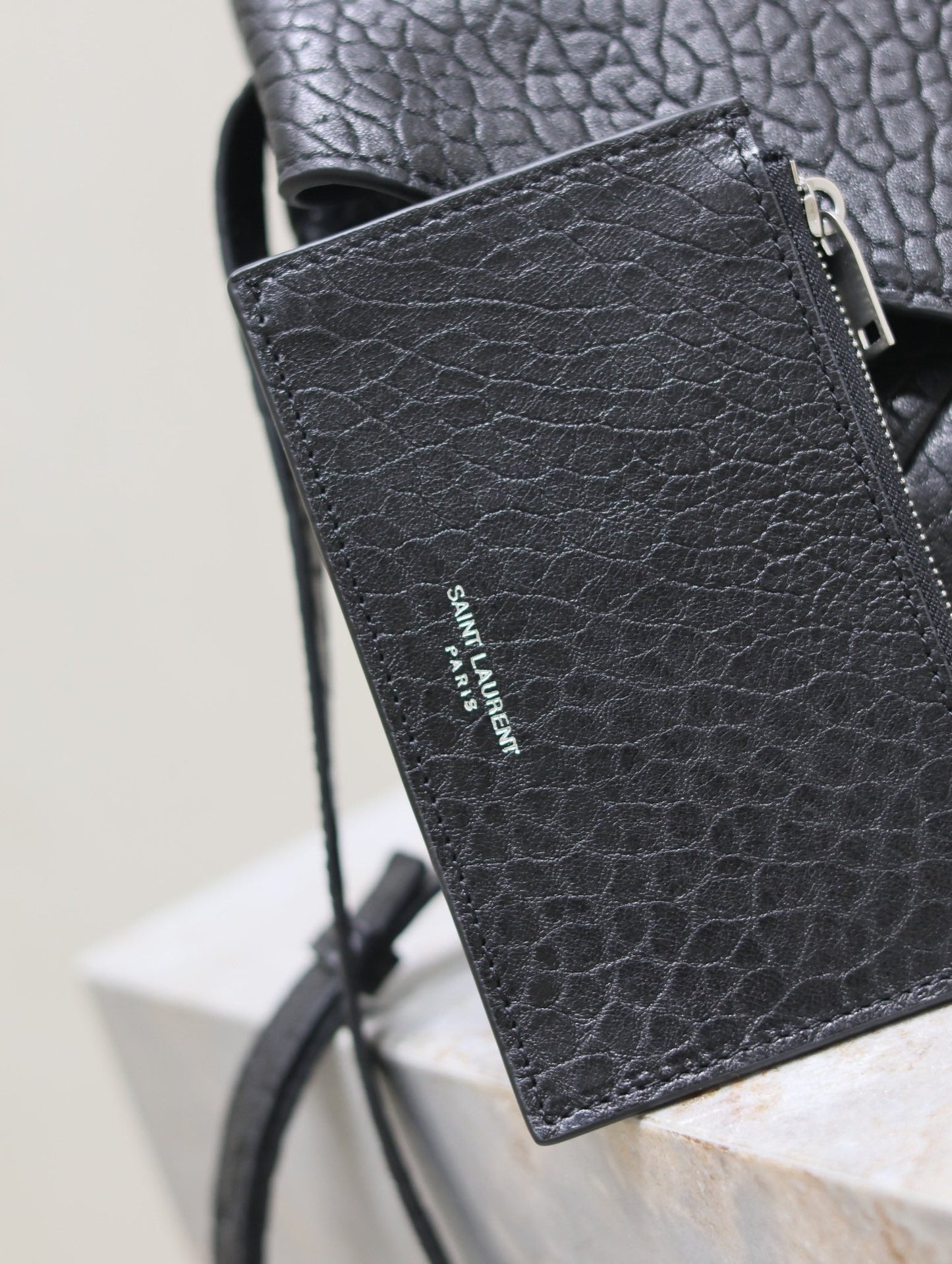 ENVELOPE CHAIN BAG 23 IN BLACK ELEPHANT TEXTURE LAMBSKIN SILVER LOGO mysite