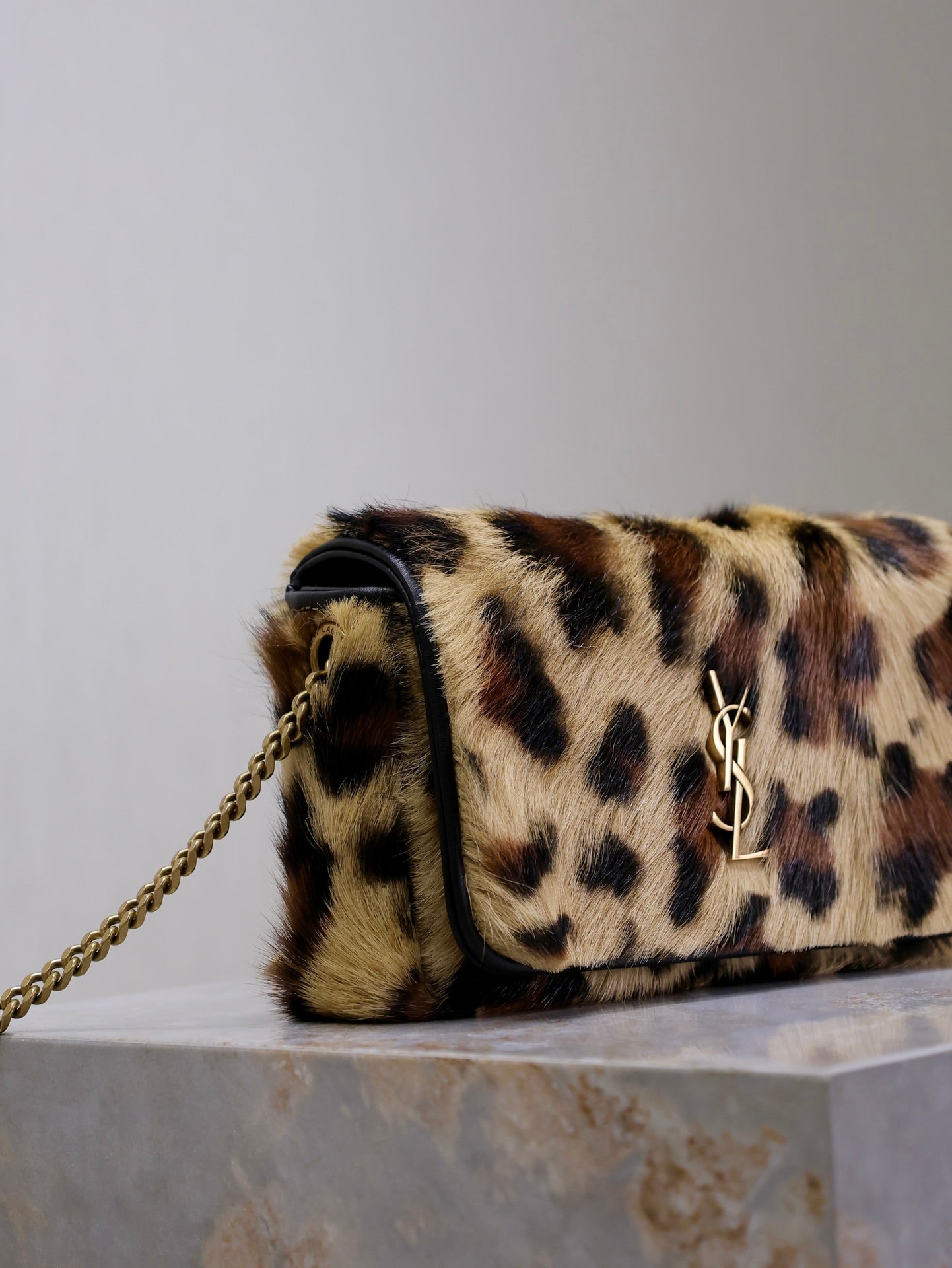 KATE SMALL BAG 20 IN LEOPARD PRINT FUR COPPER CHAIN mysite