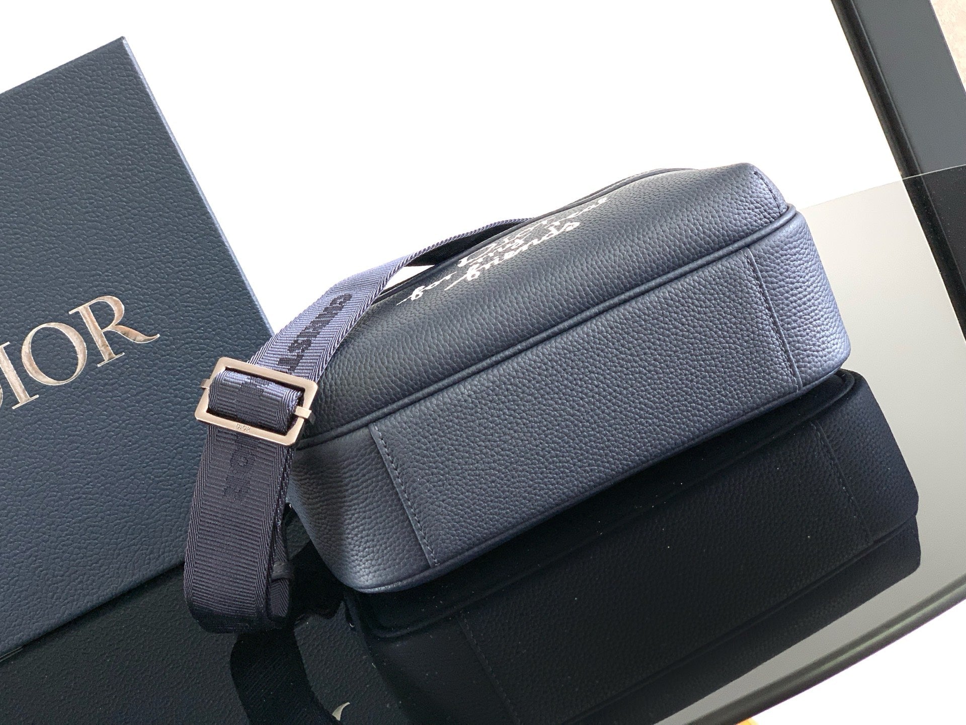 Dior Rider 2.0 Zippered Messenger Bag Navy Blue Cowhide 336245 mysite