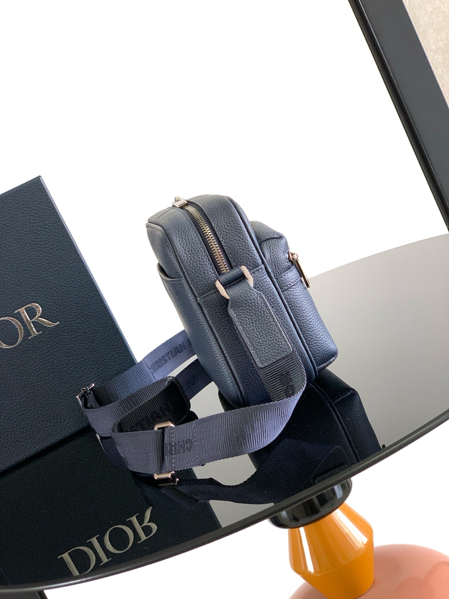 Dior Rider 2.0 Zippered Messenger Bag Navy Blue Cowhide 336245 mysite