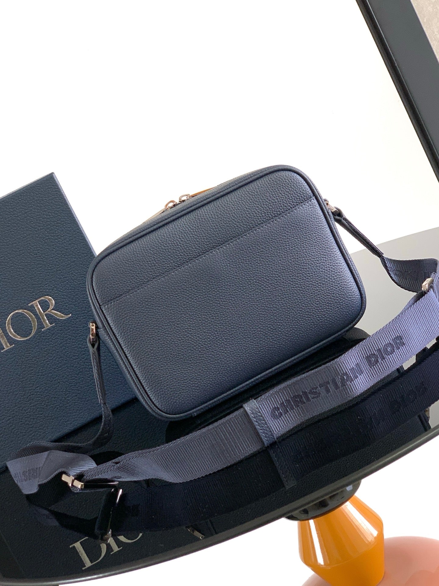 Dior Rider 2.0 Zippered Messenger Bag Navy Blue Cowhide 336245 mysite