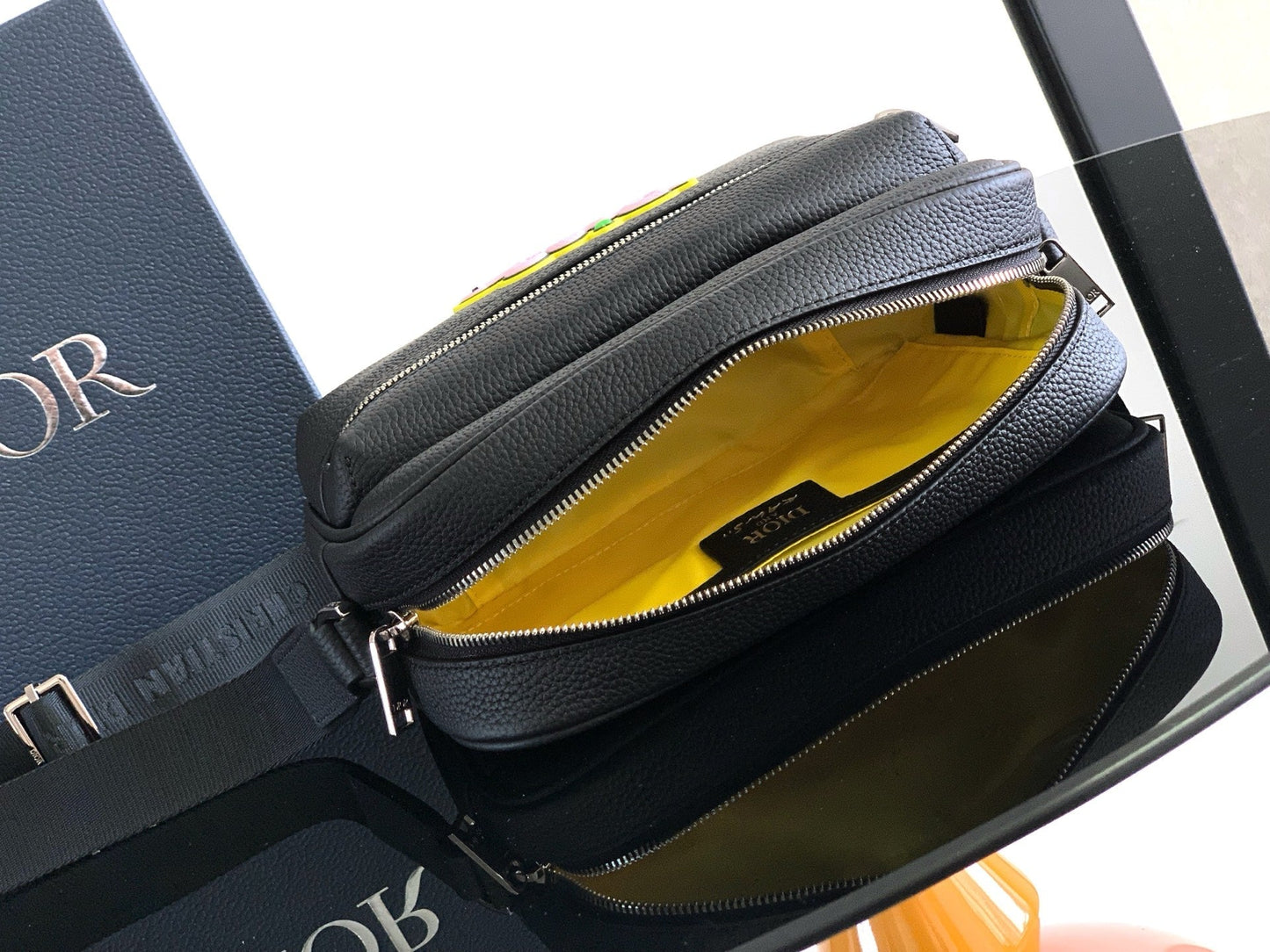 Dior Rider 2.0 Zippered Messenger Bag Black Cowhide 336233 mysite