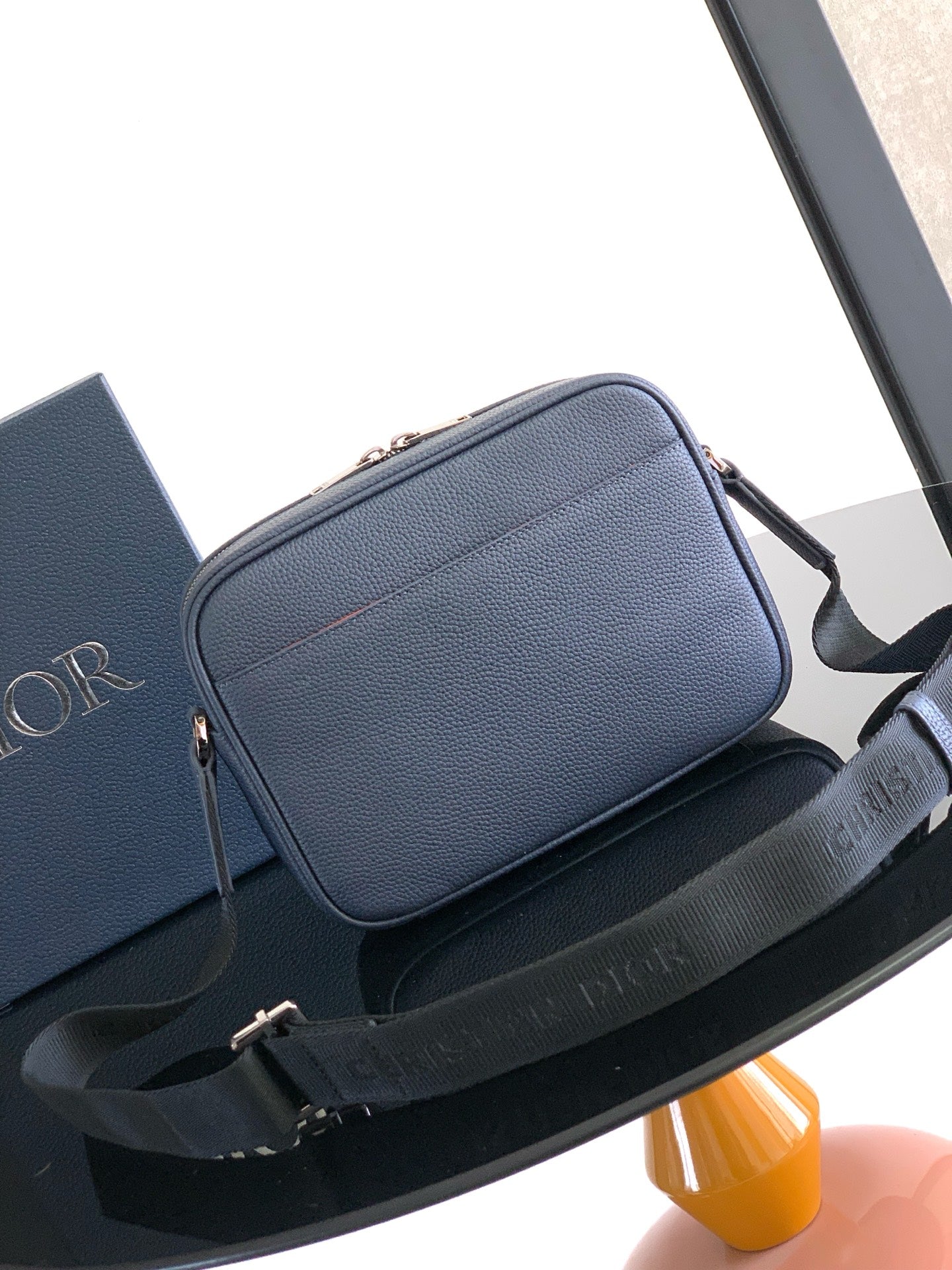 Dior Rider 2.0 Zippered Messenger Bag Navy Blue Cowhide 336236 mysite