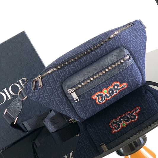 Dior Rider 2.0 Zipper Waist Bag Navy Blue Cowhide 336230 mysite
