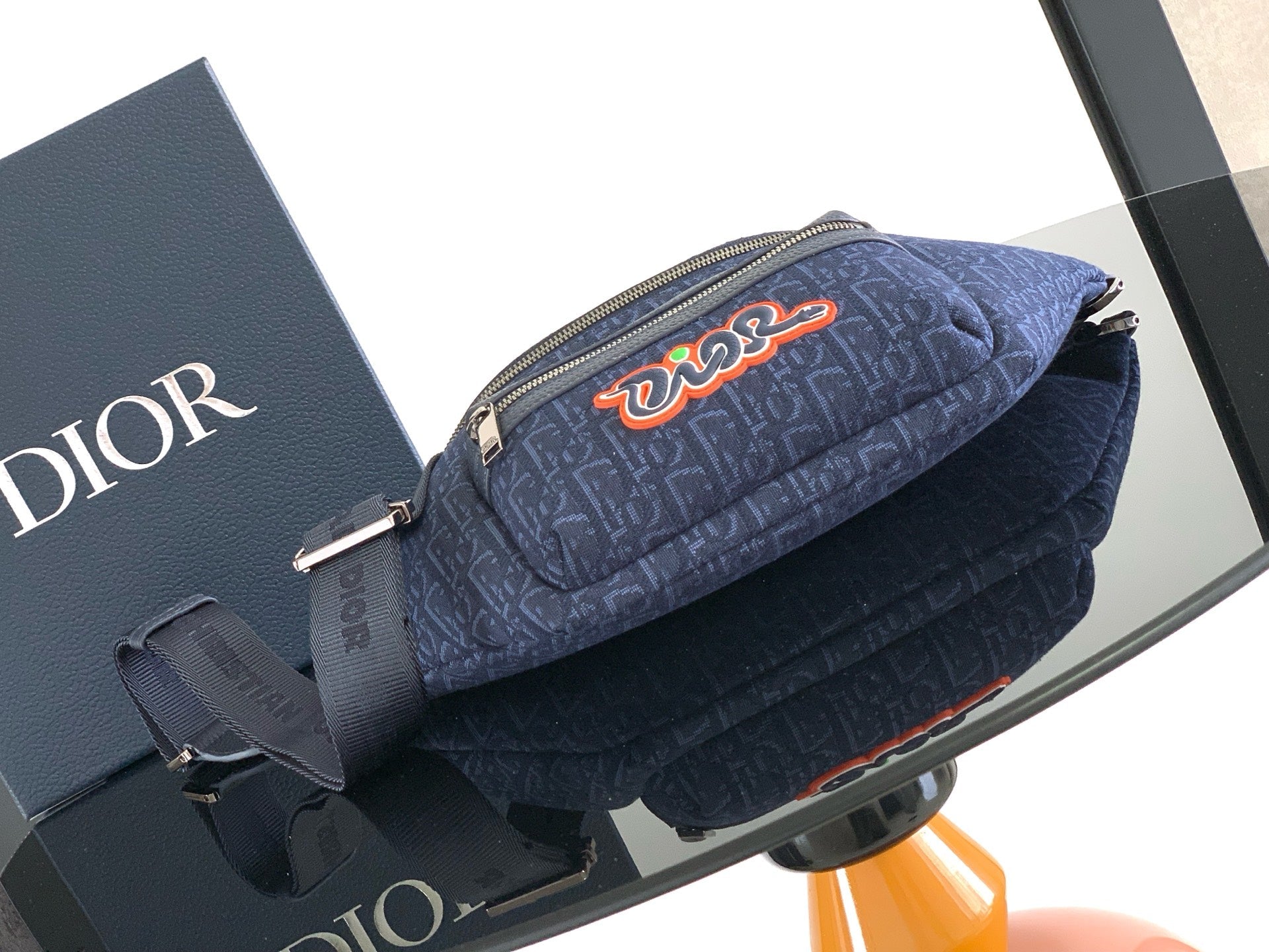 Dior Rider 2.0 Zipper Waist Bag Navy Blue Cowhide 336230 mysite