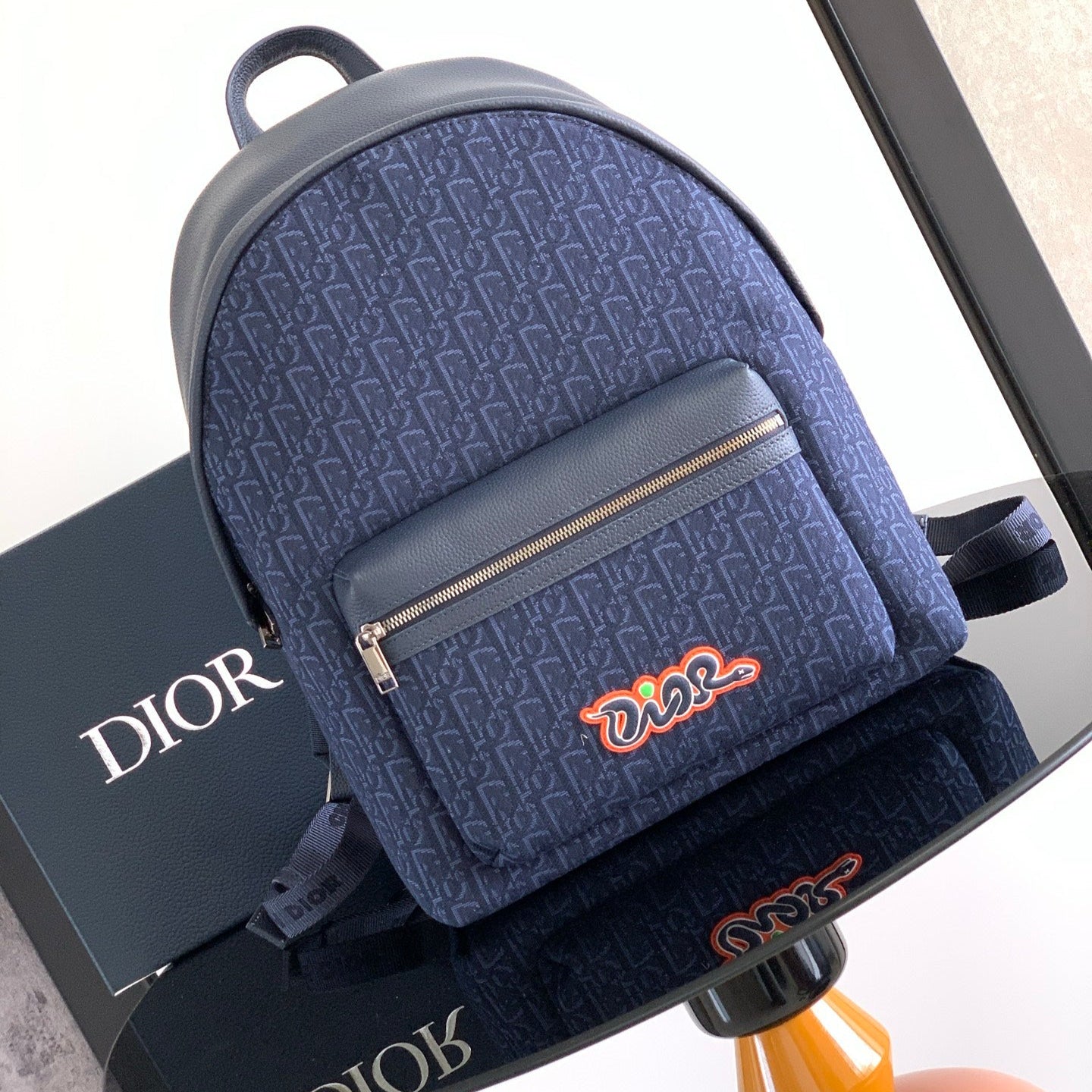 Dior Rider 2.0 Zipper Backpack Navy Blue Cowhide 336223 mysite
