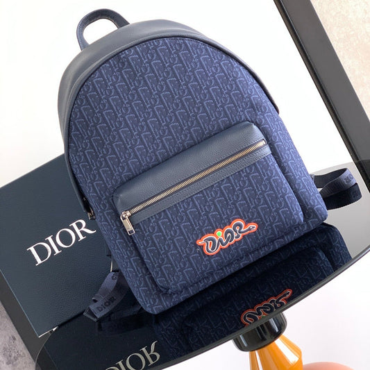 Dior Rider 2.0 Zipper Backpack Navy Blue Cowhide 336223 mysite