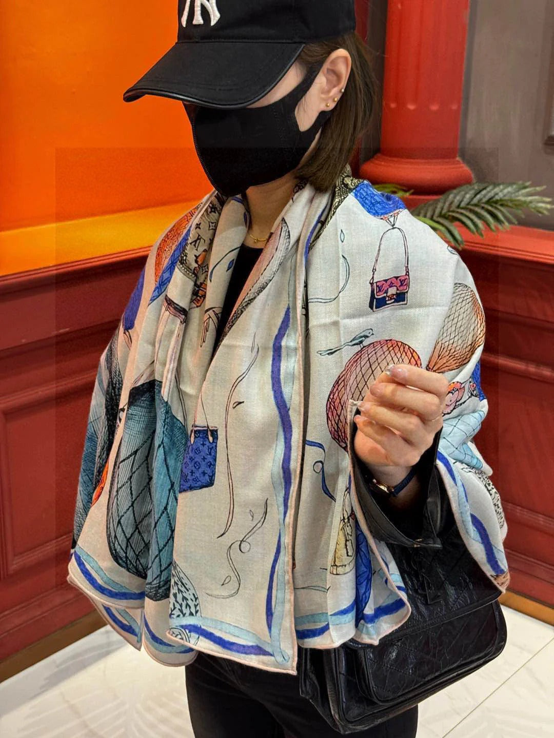 LV SCARF 140 CM IN WOOL MIX SILK 735798 mysite